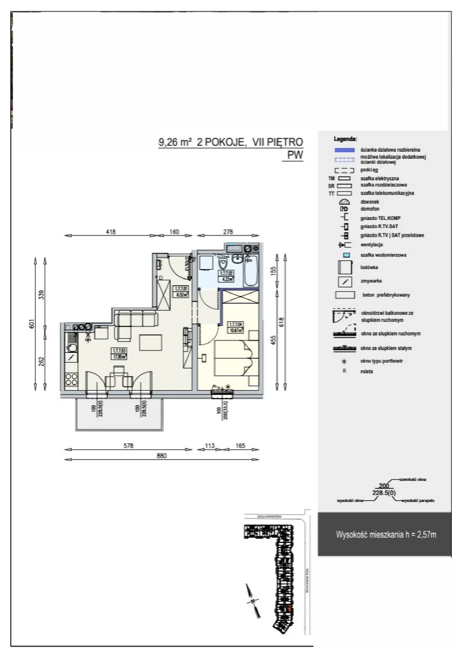 Floor plan: Lokal K1 1/7/7/2a, 2 pok.