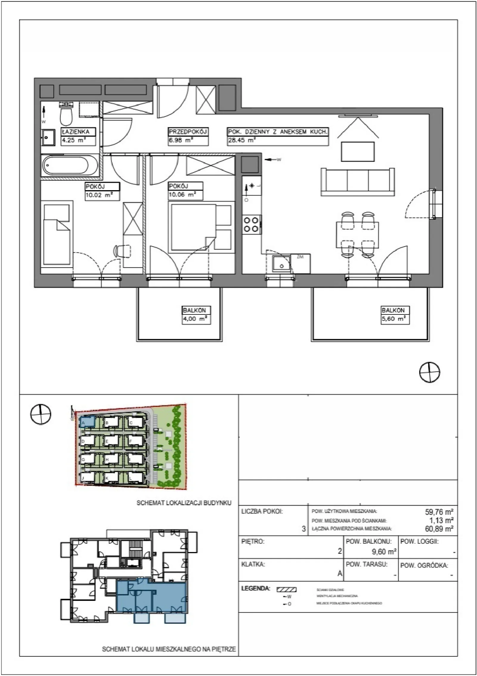 Floor plan: Apartment no. VV/A/2/2