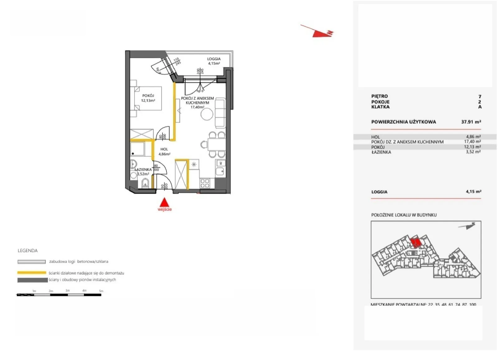 Floor plan: Apartment no. 100