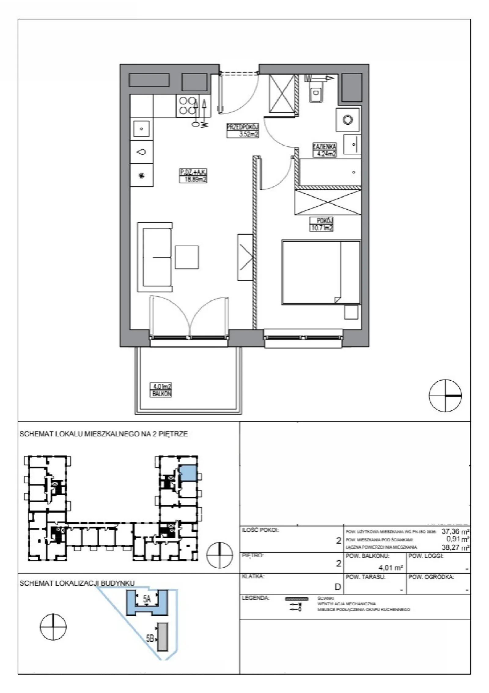 Rzut: Lokal KR5/D/2/2, 2 pok.