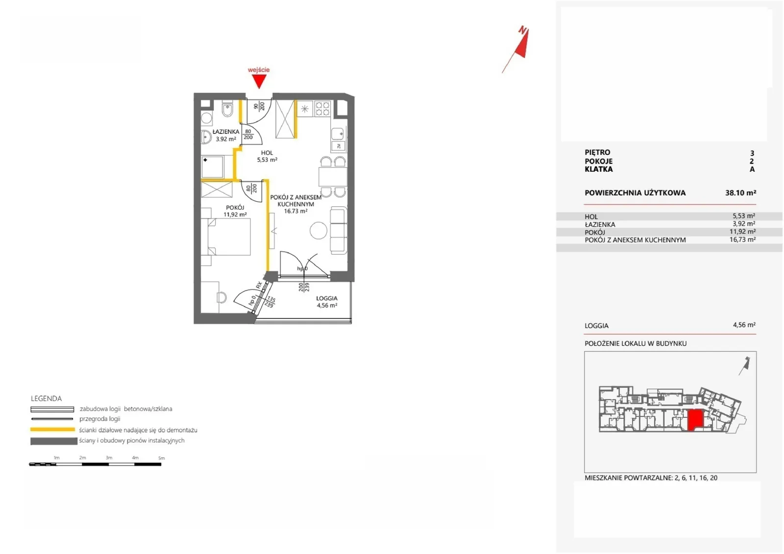 Floor plan: Apartment no. 16