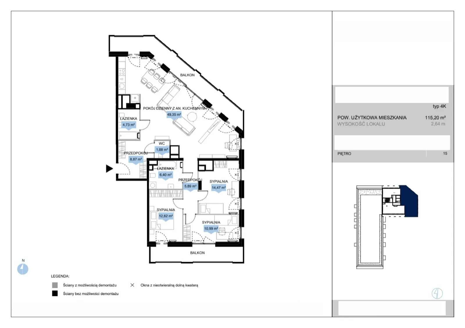 Floor plan: Lokal E3 58, 5 pok.