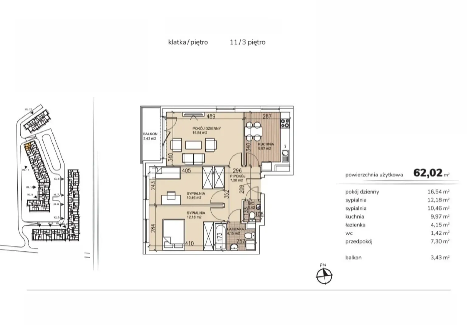 Floor plan: Apartment no. 11-3-42