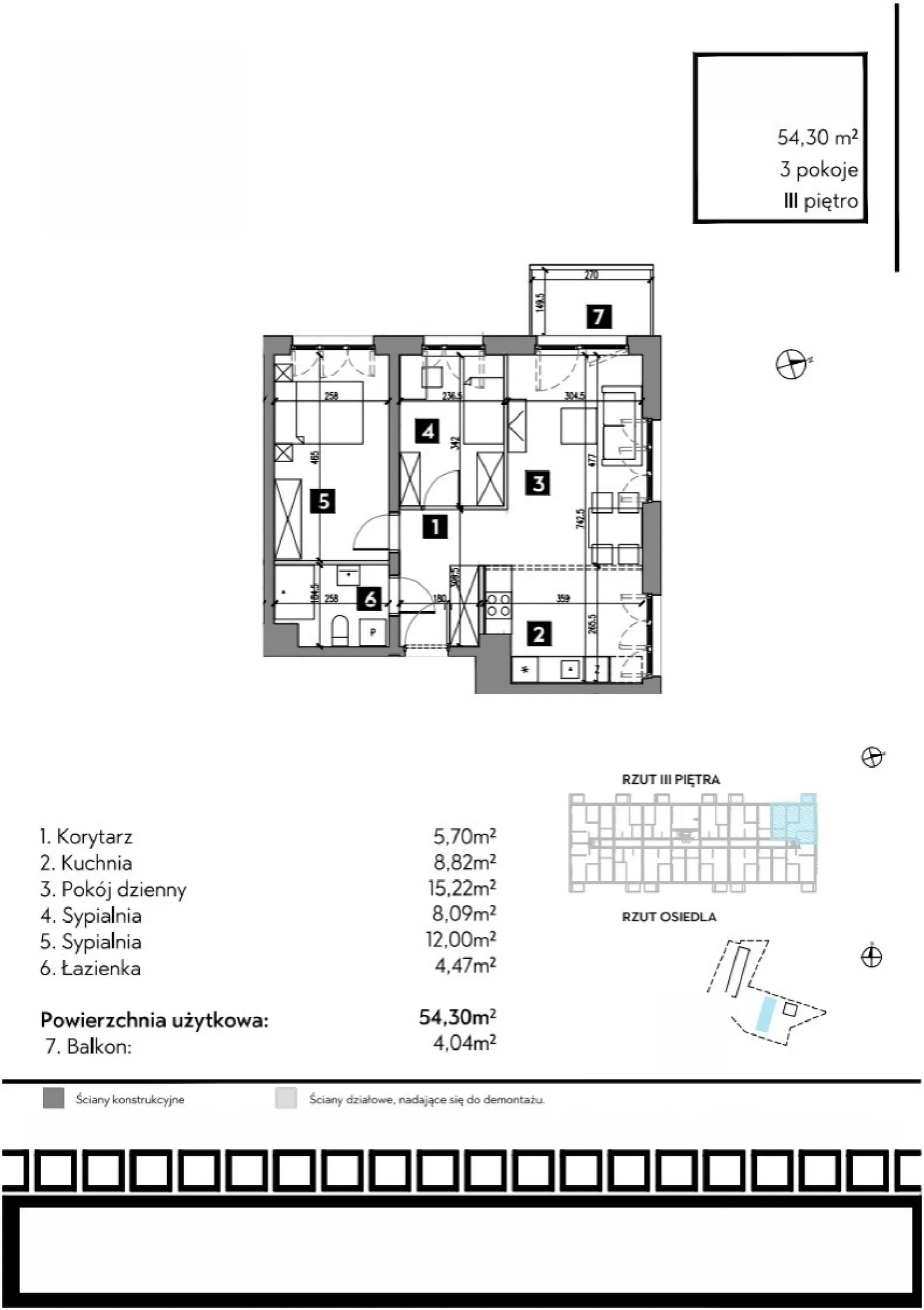 Rzut: Lokal B1/3/6, 3 pok.