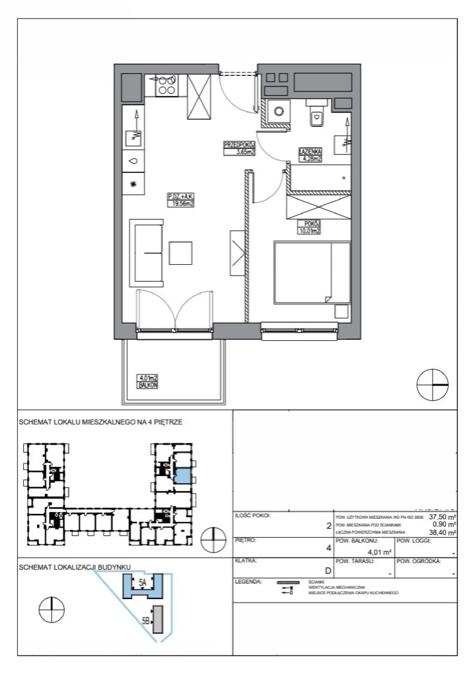 Rzut: Lokal KR5/D/4/3, 2 pok.