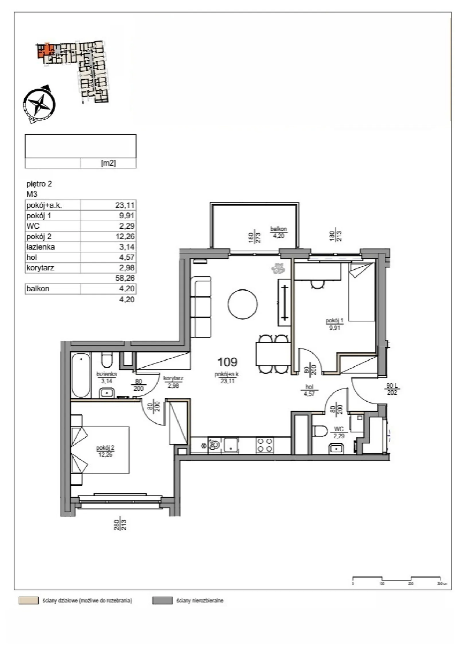 Floor plan: Apartment no. 109