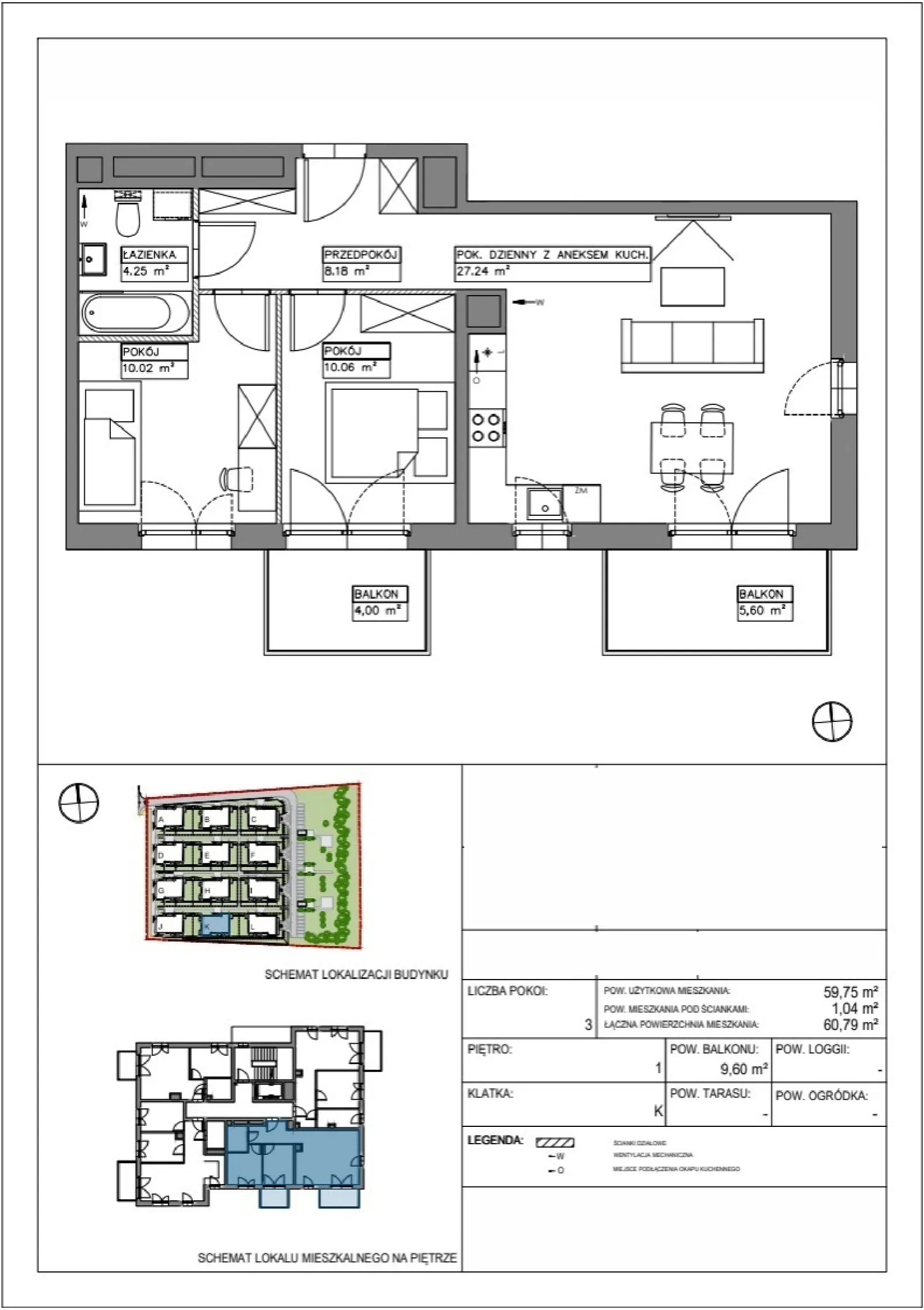 Floor plan: Apartment no. VV/K/1/2
