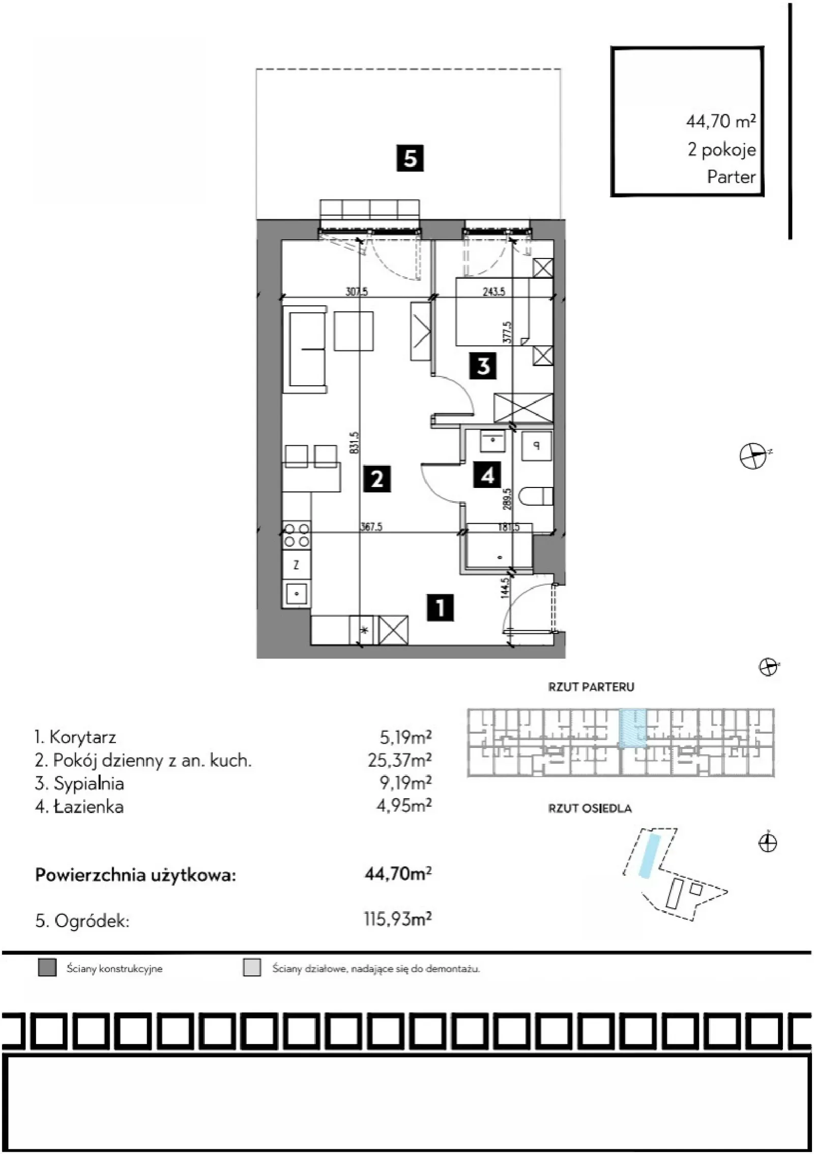 Rzut: Lokal A2/0/5, 2 pok.