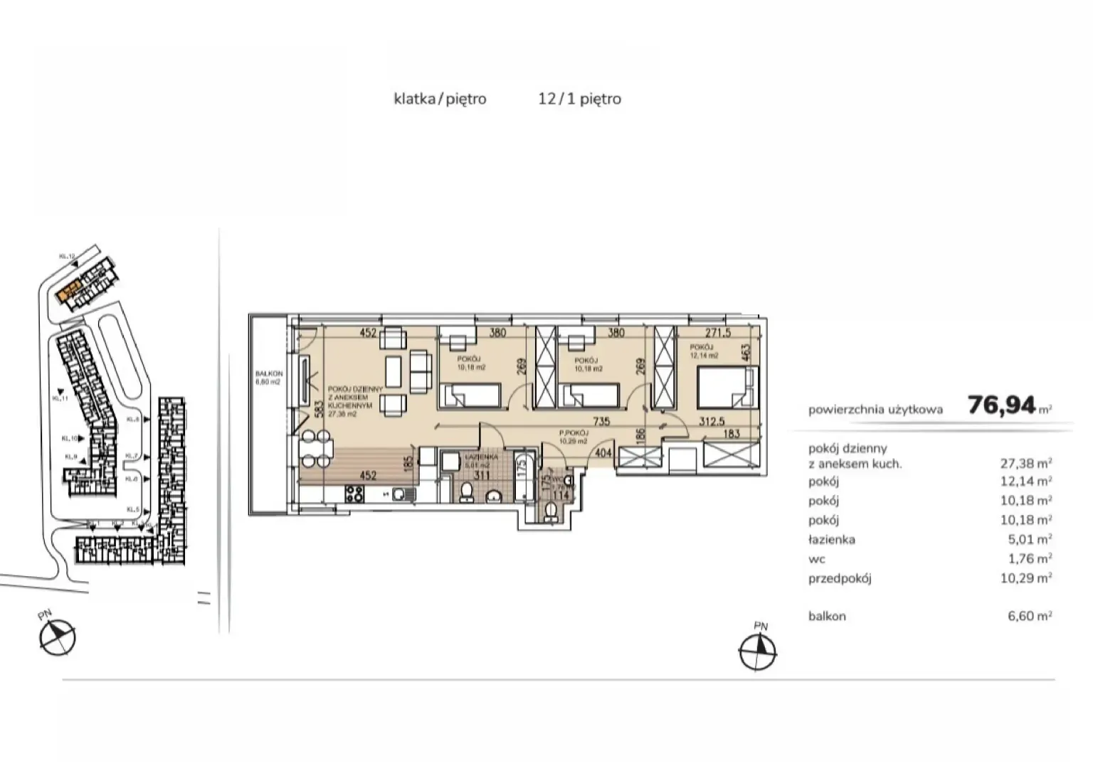 Floor plan: Apartment no. 12-1-10