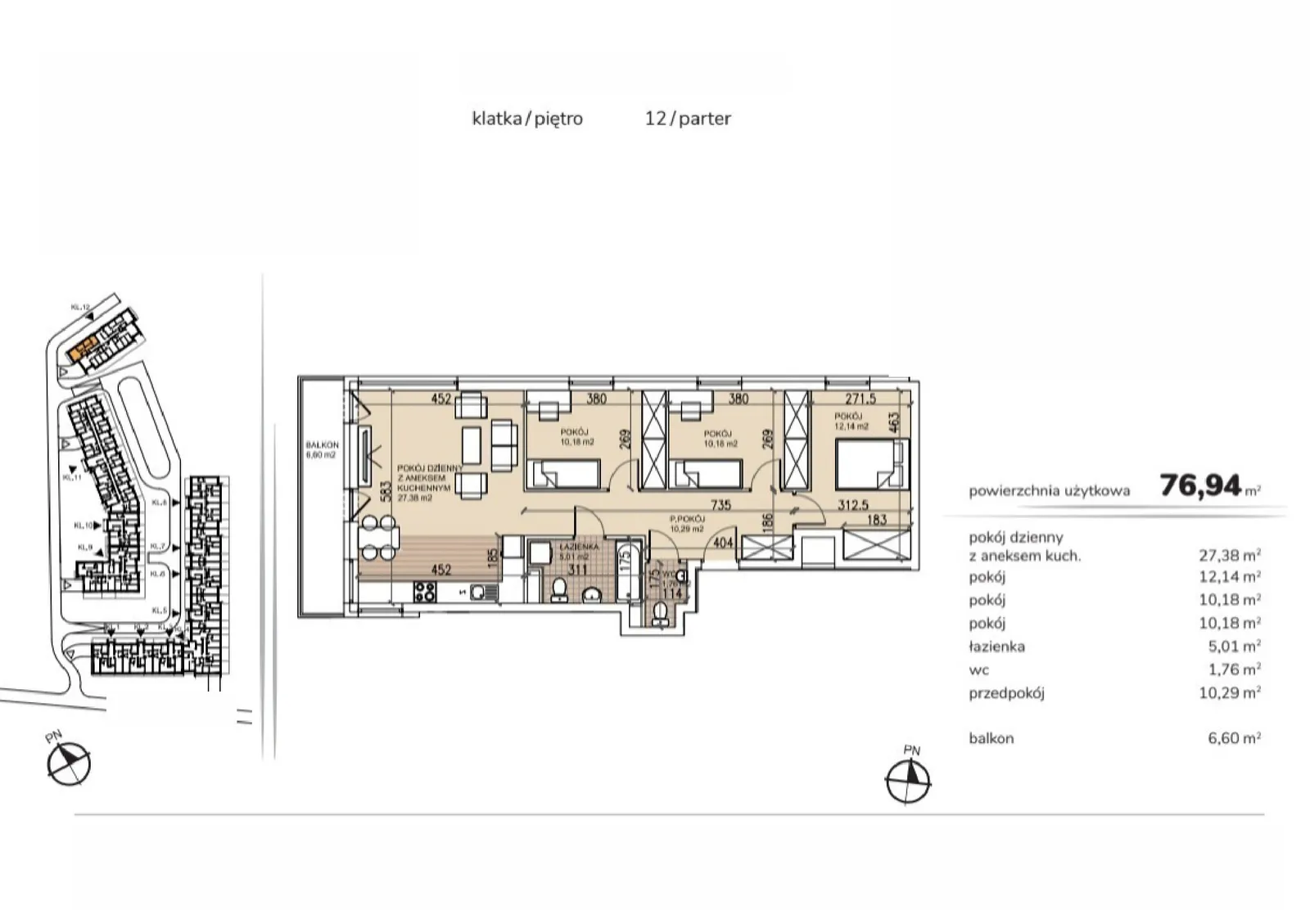 Floor plan: Apartment no. 12-0-5