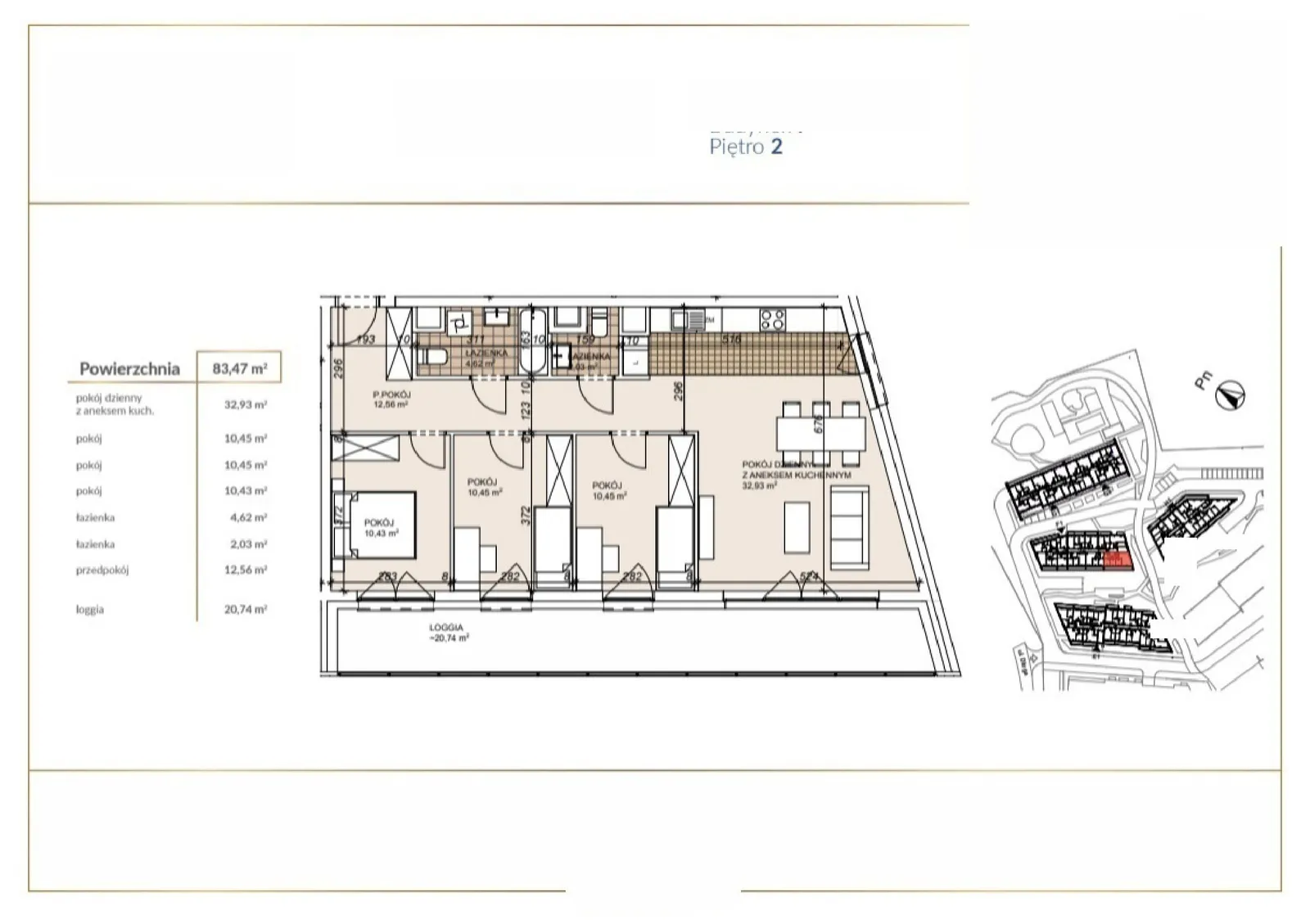 Floor plan: Apartment no. F1-2-24