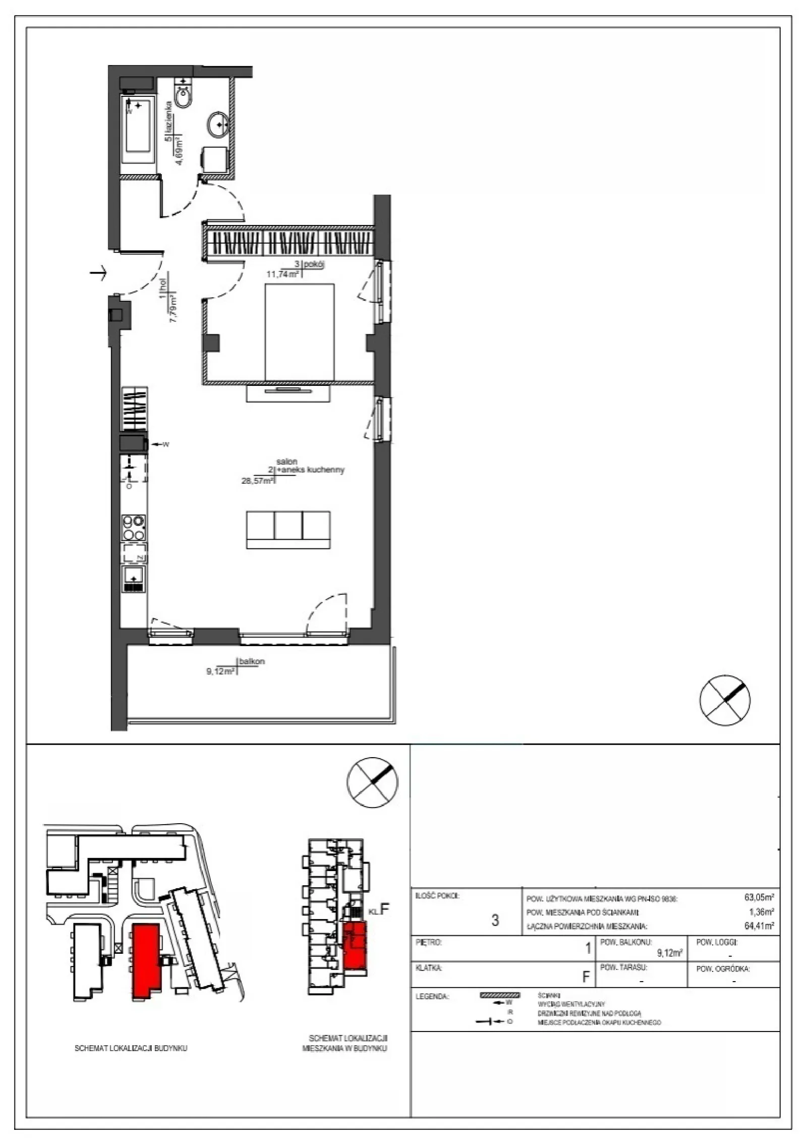 Rzut: Lokal RM/2A/F/1/1, 3 pok.