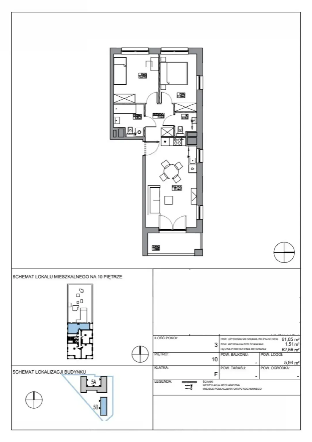 Floor plan: Apartment no. KR5/F/10/1