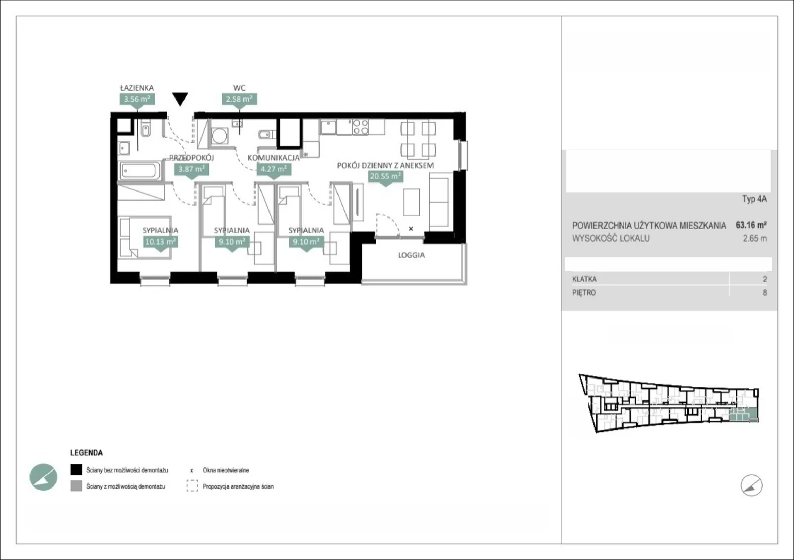 Floor plan: Lokal A2 195, 4 pok.