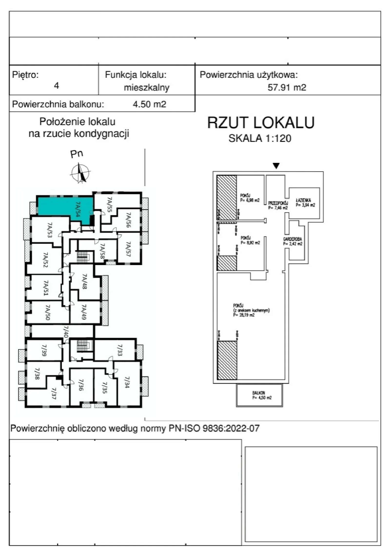 Rzut: Lokal A_4_54, 4 pok.