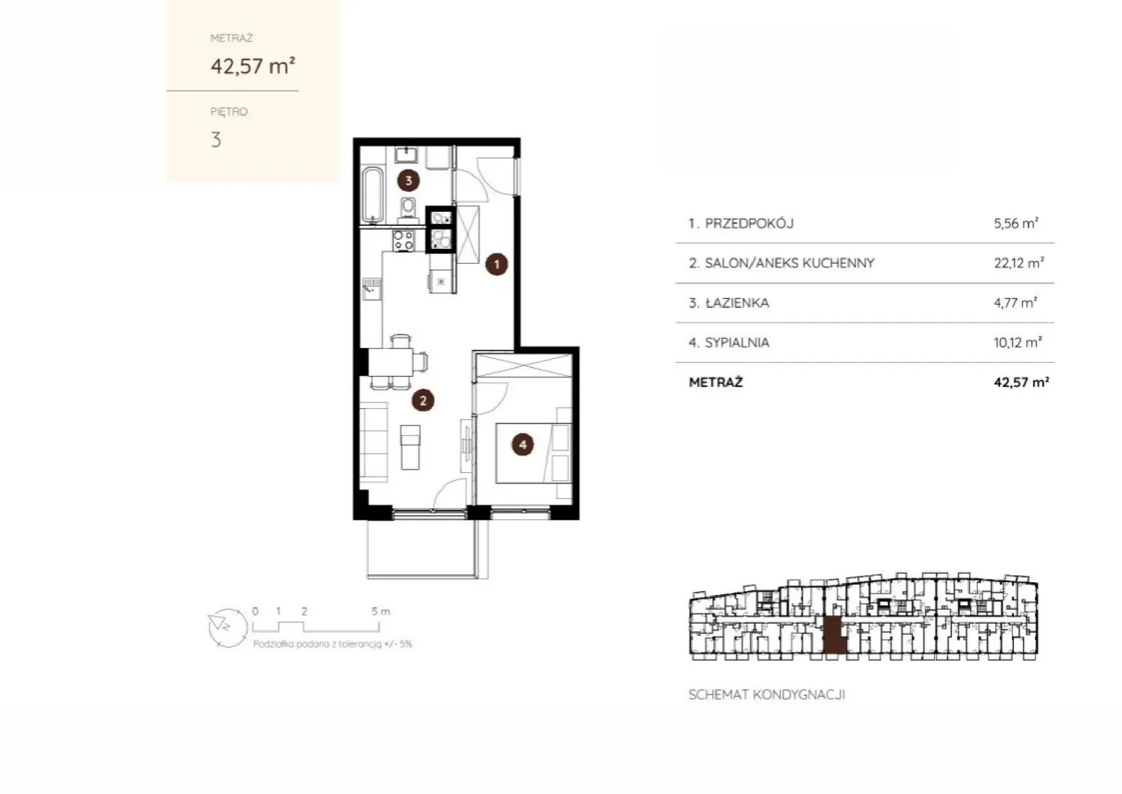 Floor plan: Apartment no. 2.A.3.07