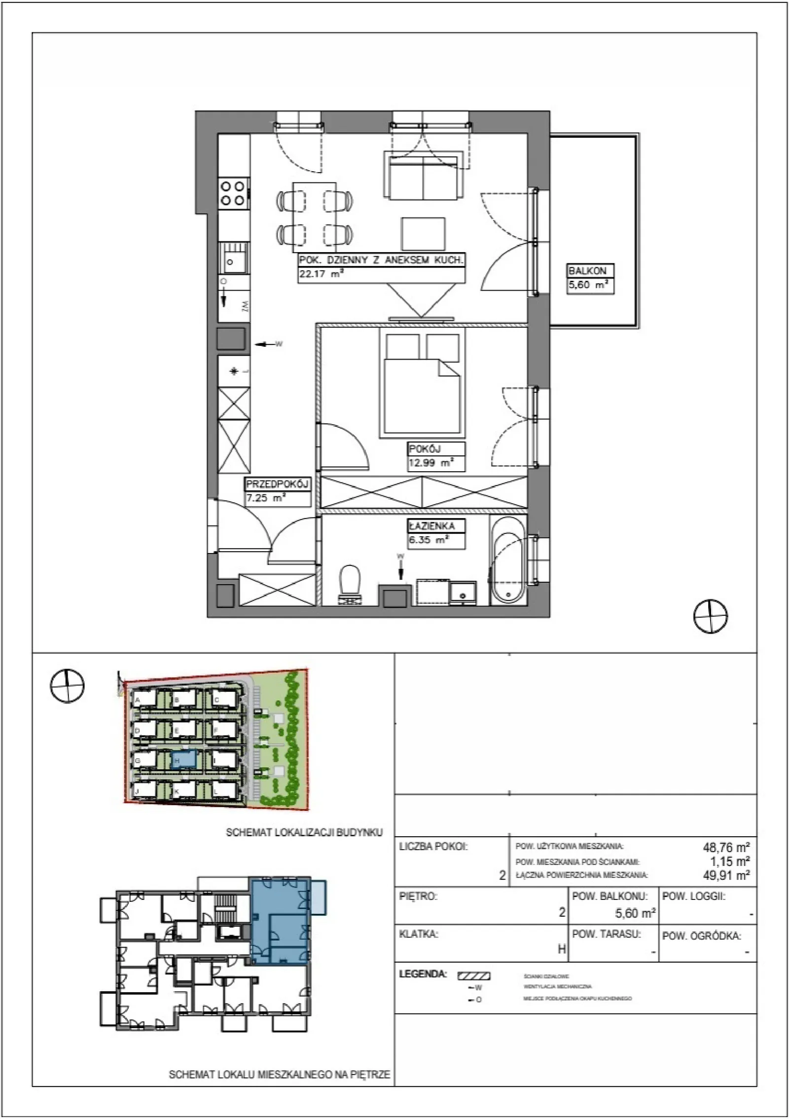 Floor plan: Apartment no. VV/H/2/1