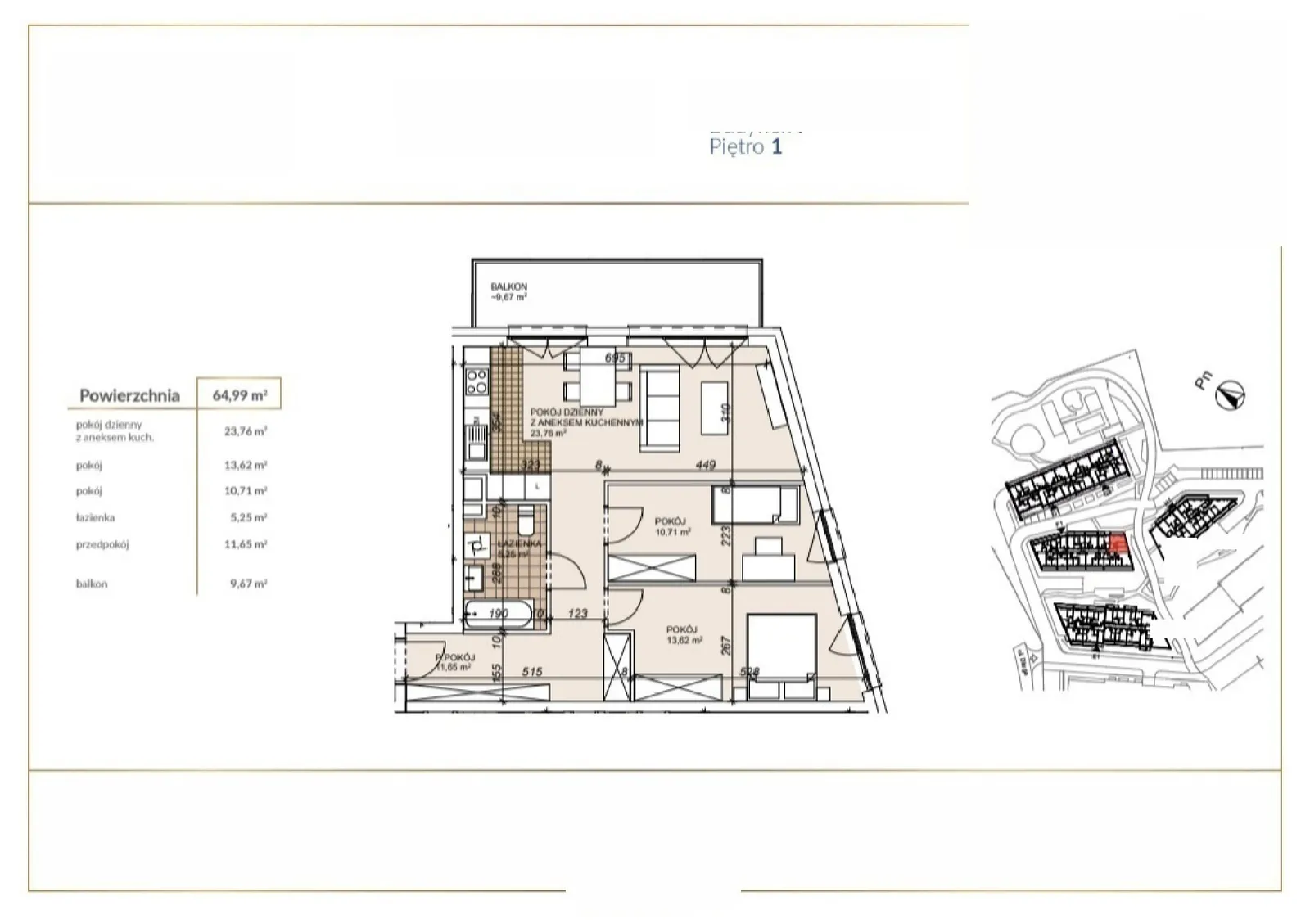 Floor plan: Apartment no. F1-1-13