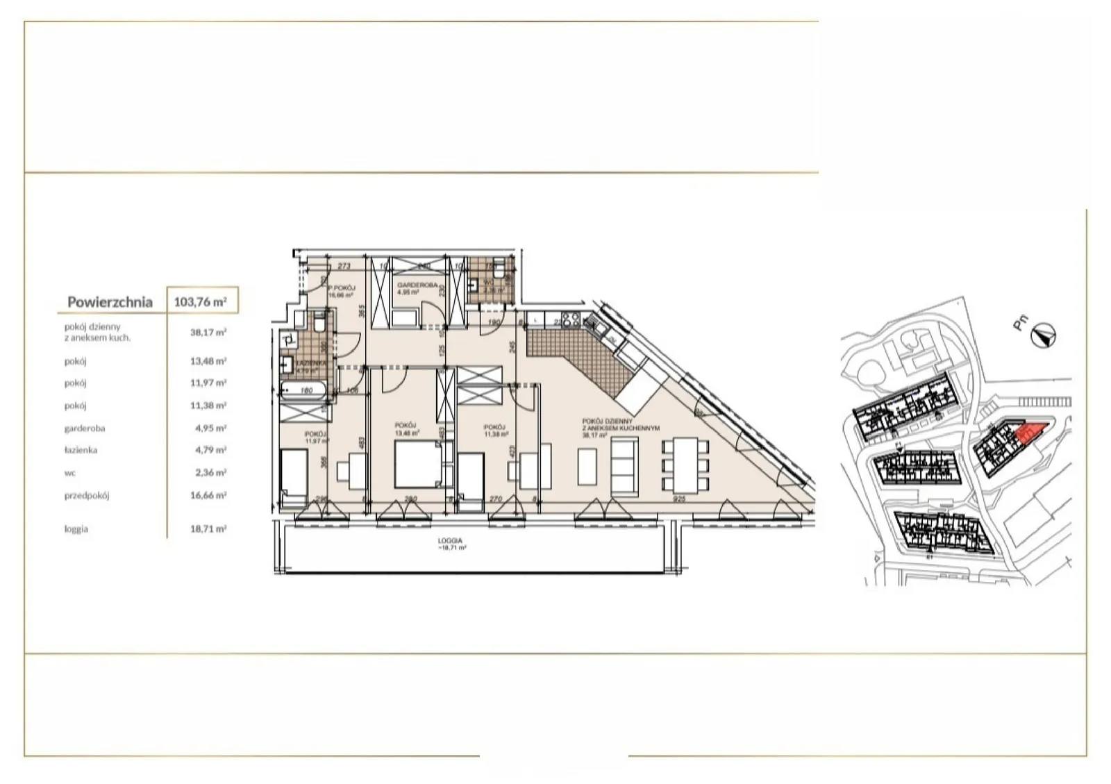 Floor plan: Apartment no. H1-3-19