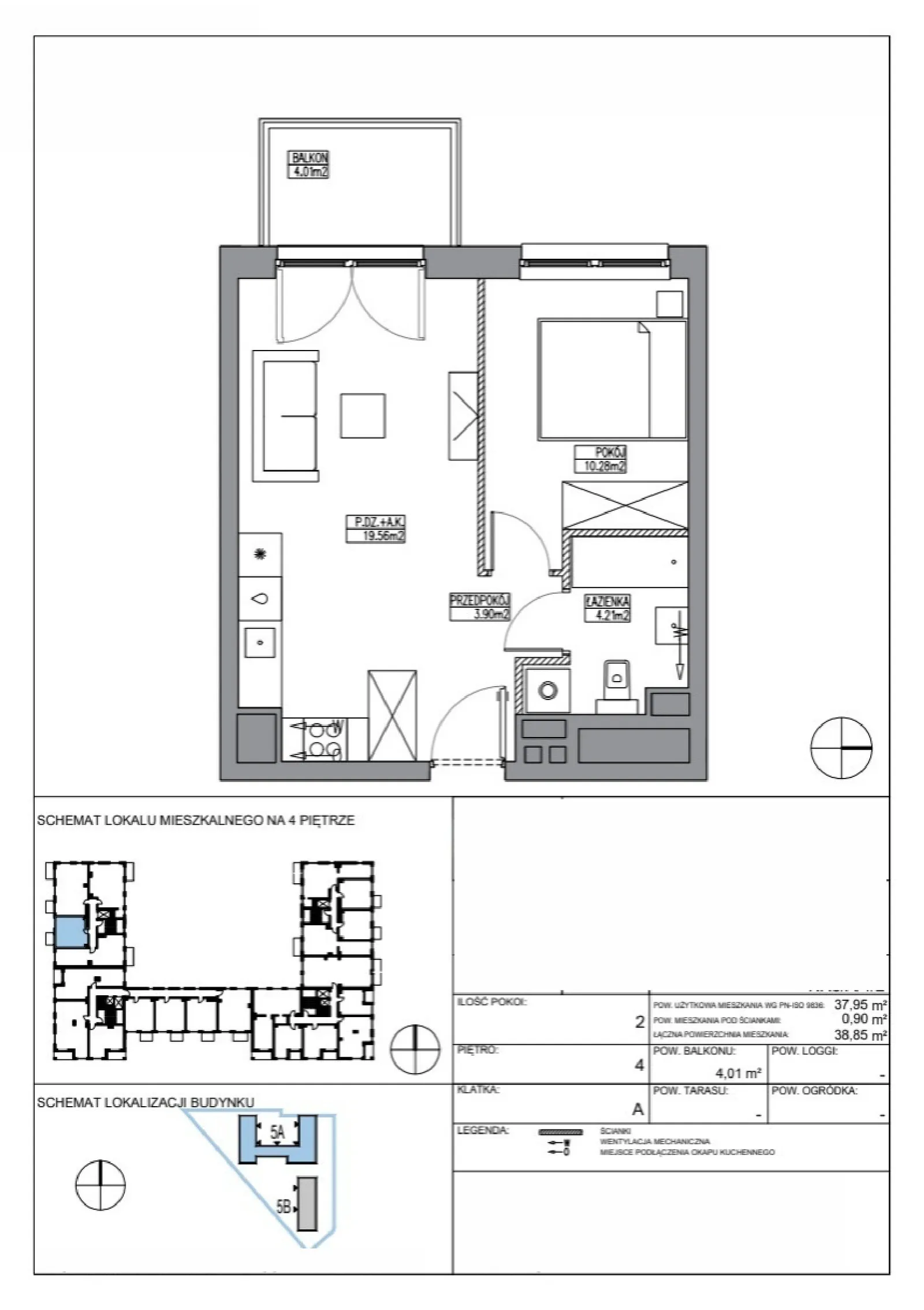 Rzut: Lokal KR5/A/4/2, 2 pok.