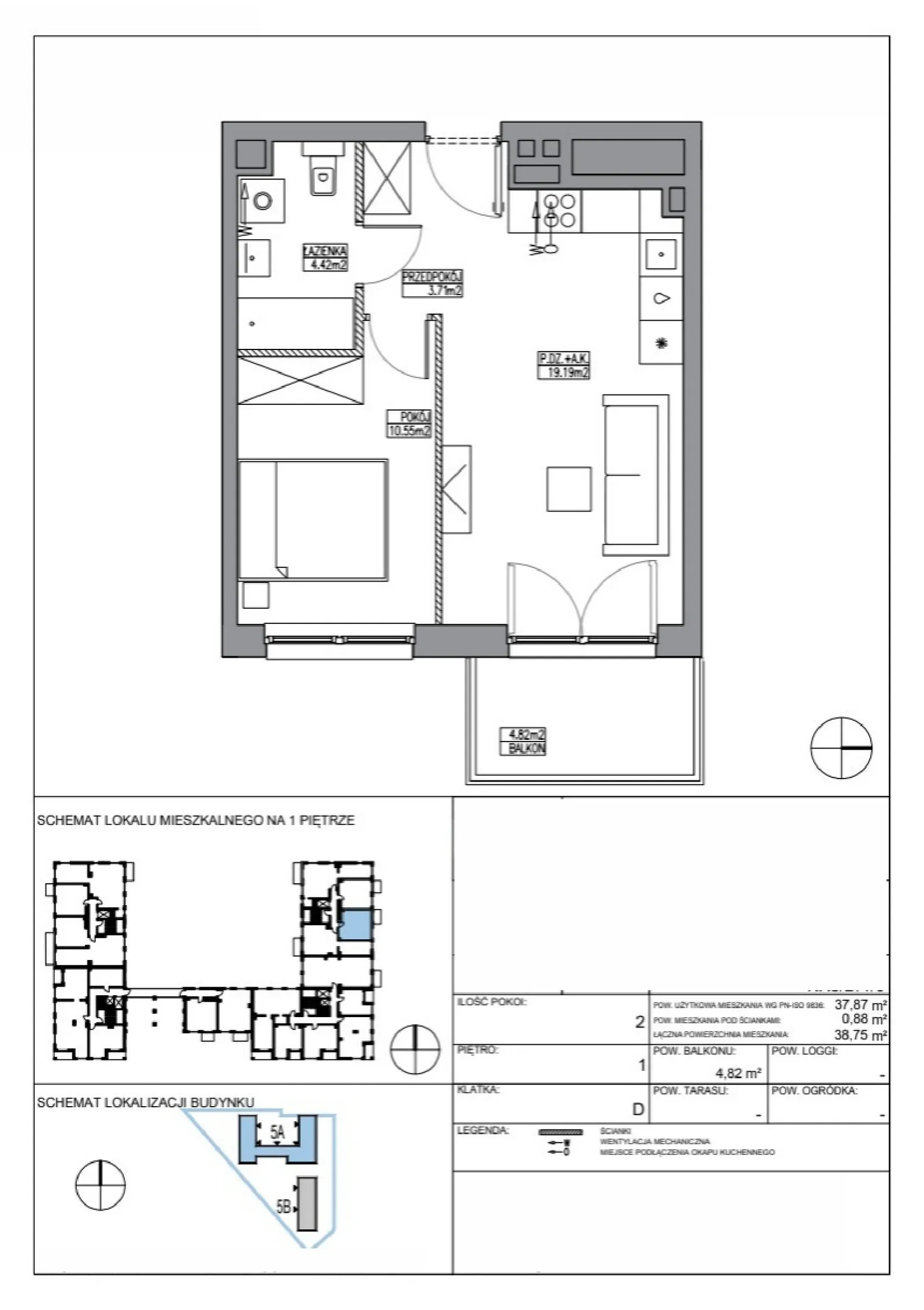 Rzut: Lokal KR5/D/1/3, 2 pok.