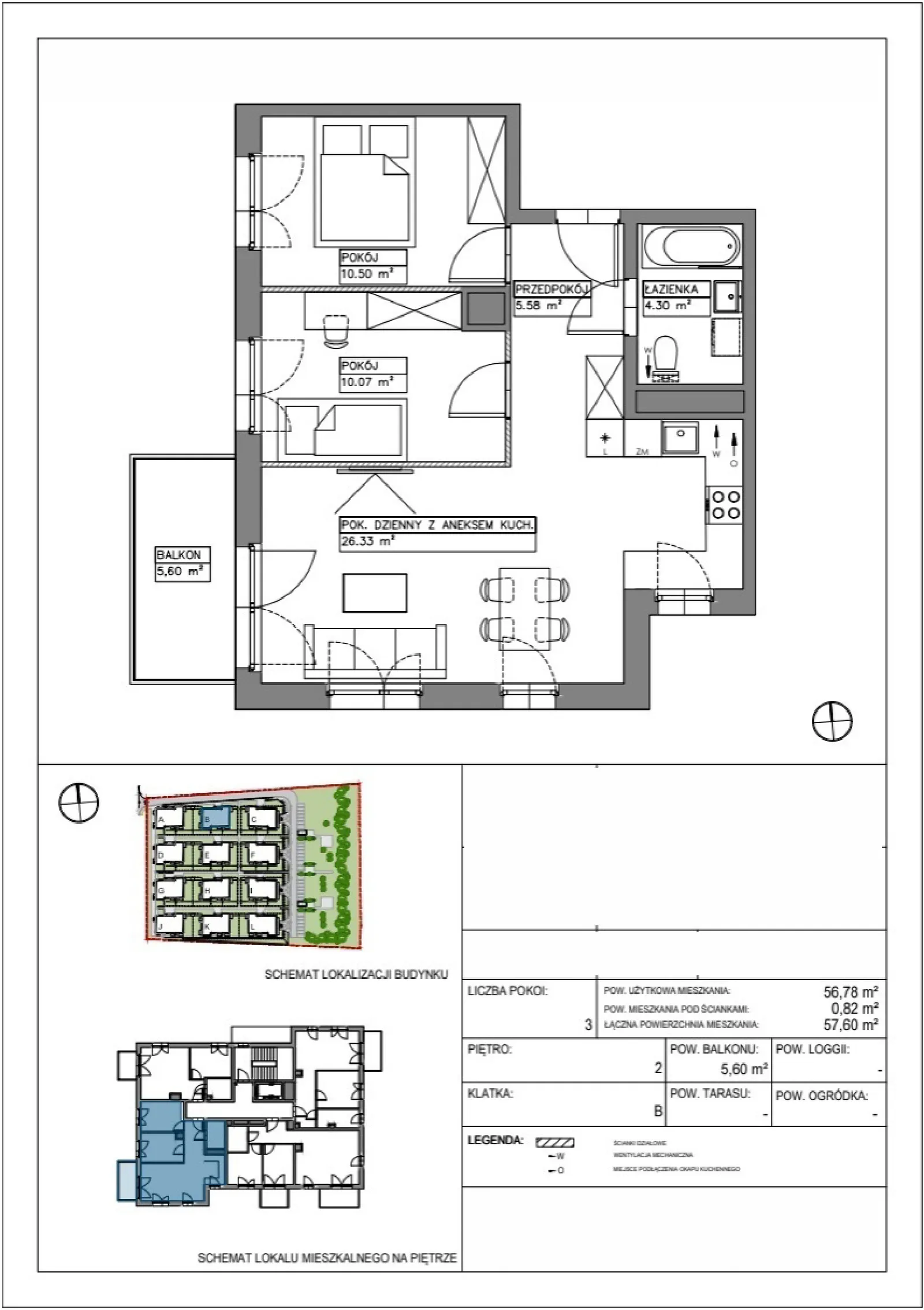 Floor plan: Apartment no. VV/B/2/3