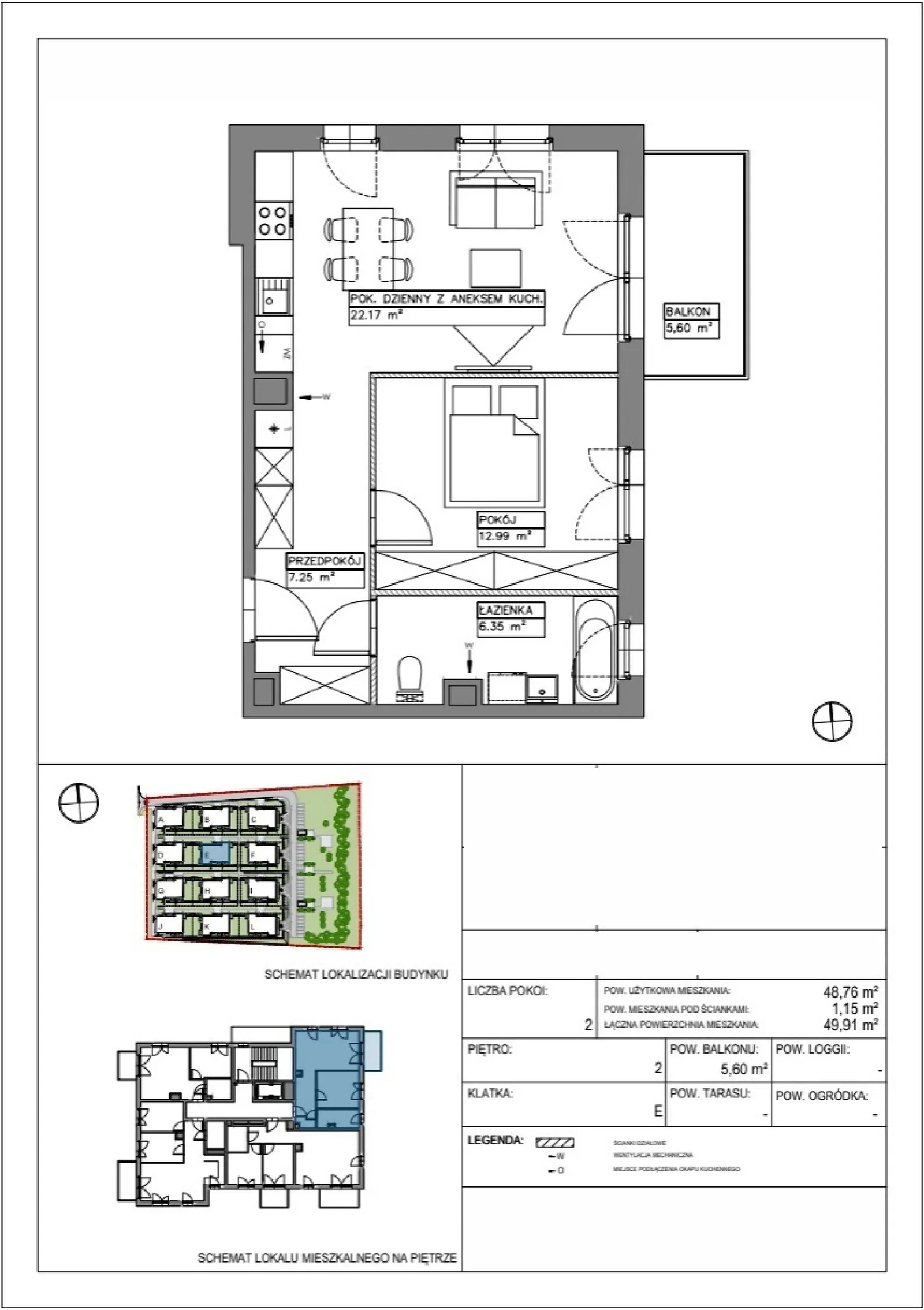 Floor plan: Apartment no. VV/E/2/1