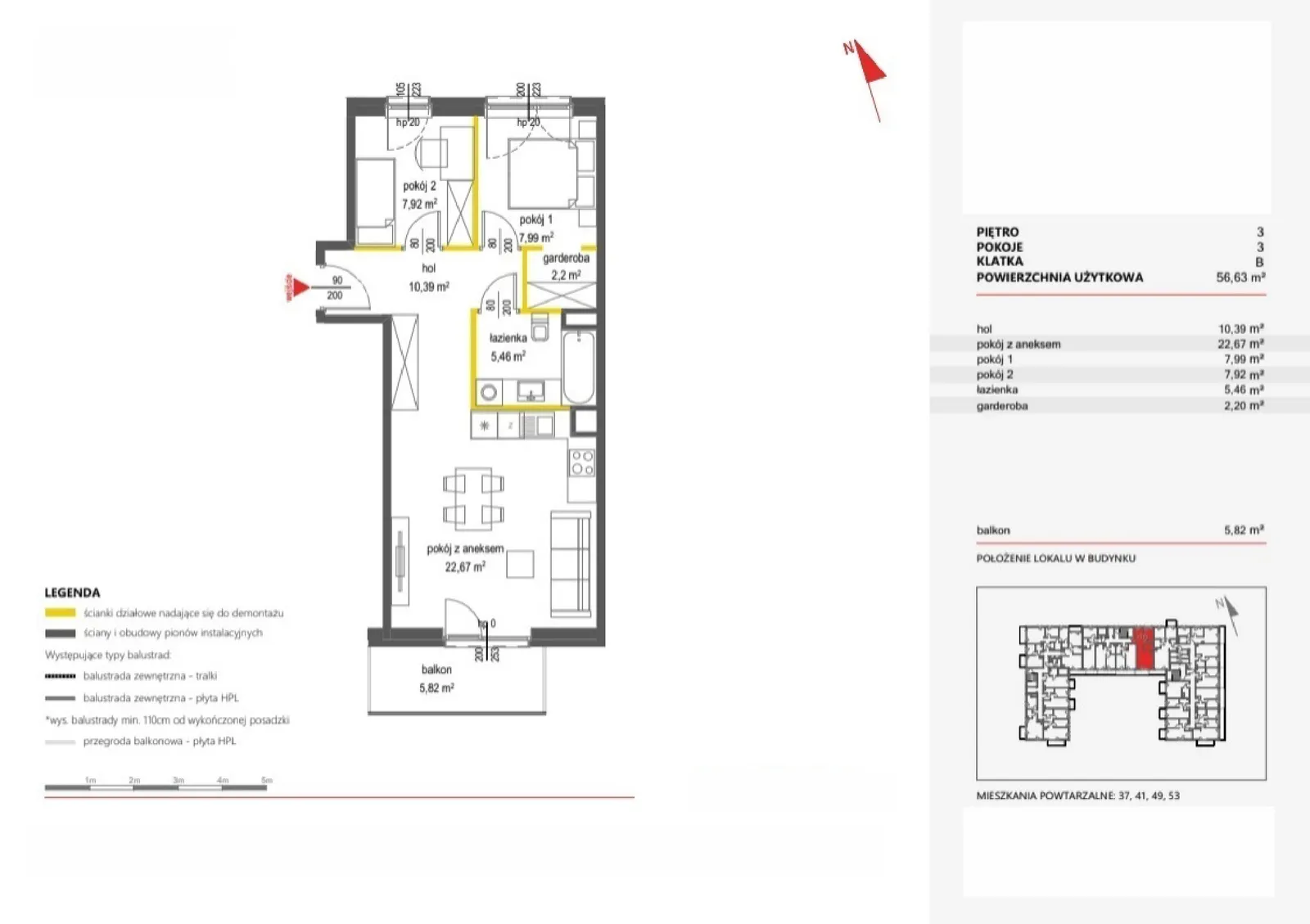 Floor plan: Apartment no. 45