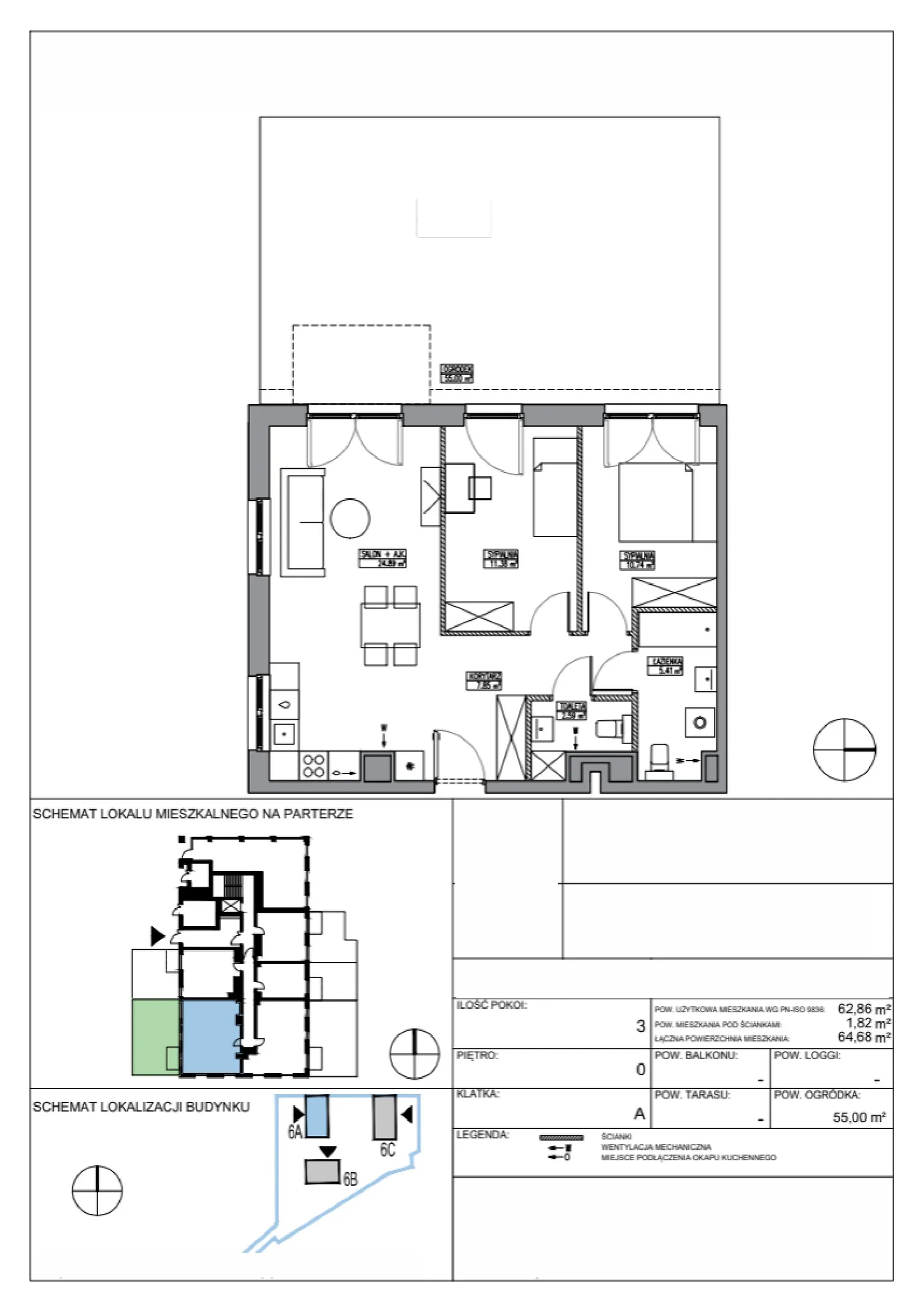 Rzut: Lokal KR6/A/0/4, 3 pok.