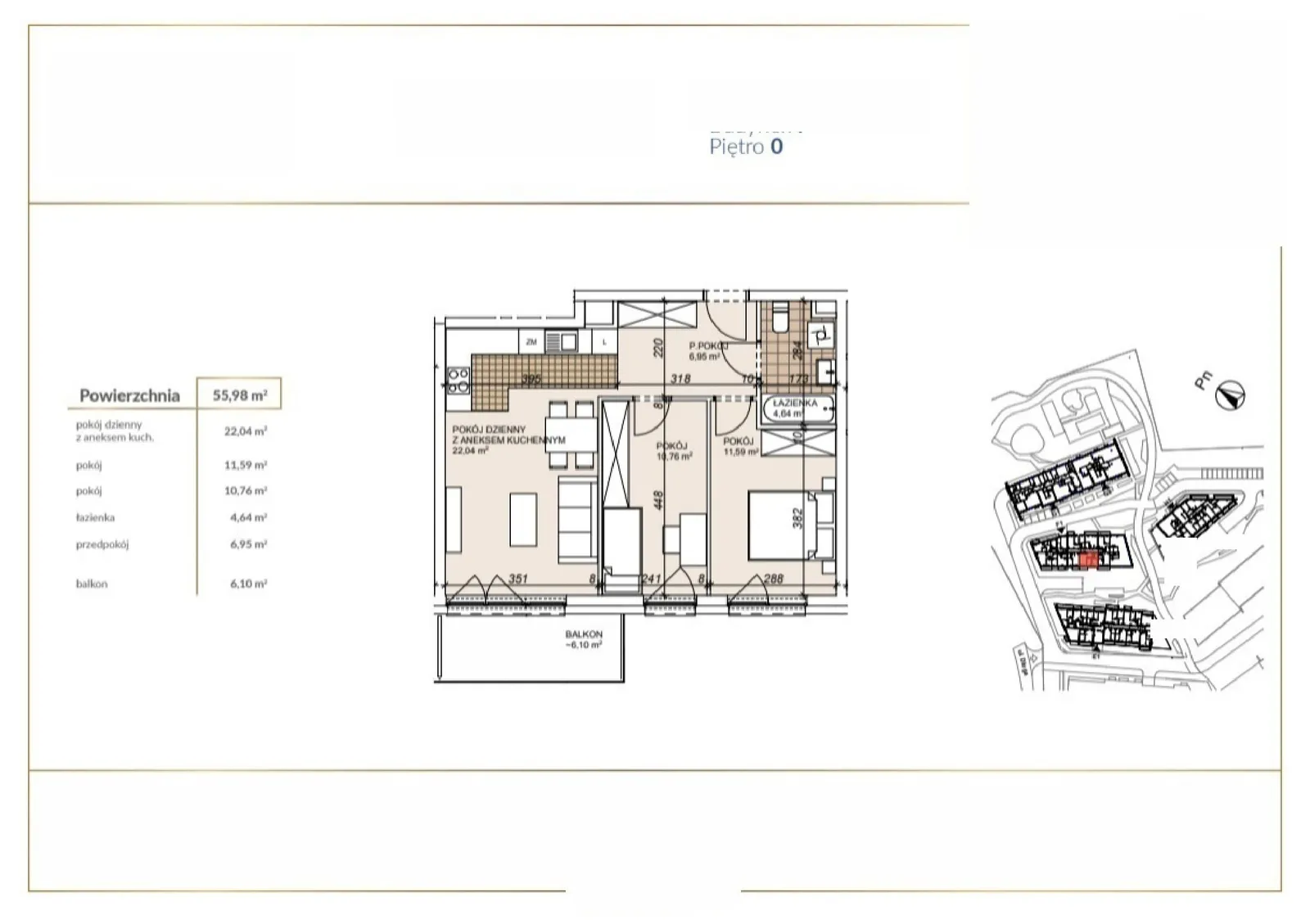 Floor plan: Apartment no. F1-0-5