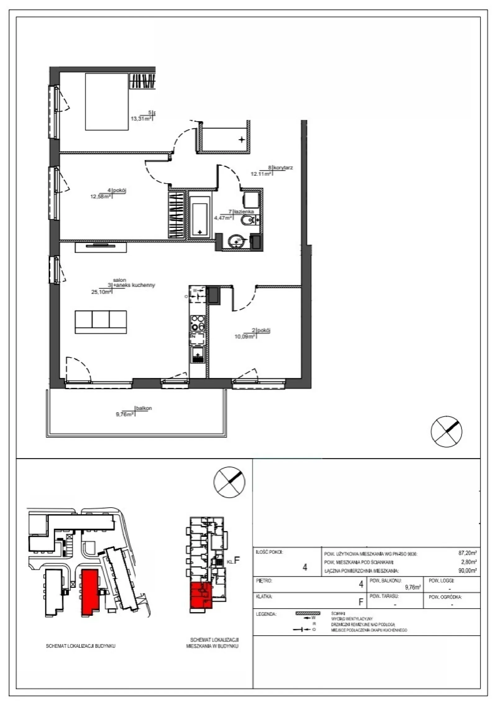 Rzut: Lokal RM/2A/F/4/2, 4 pok.