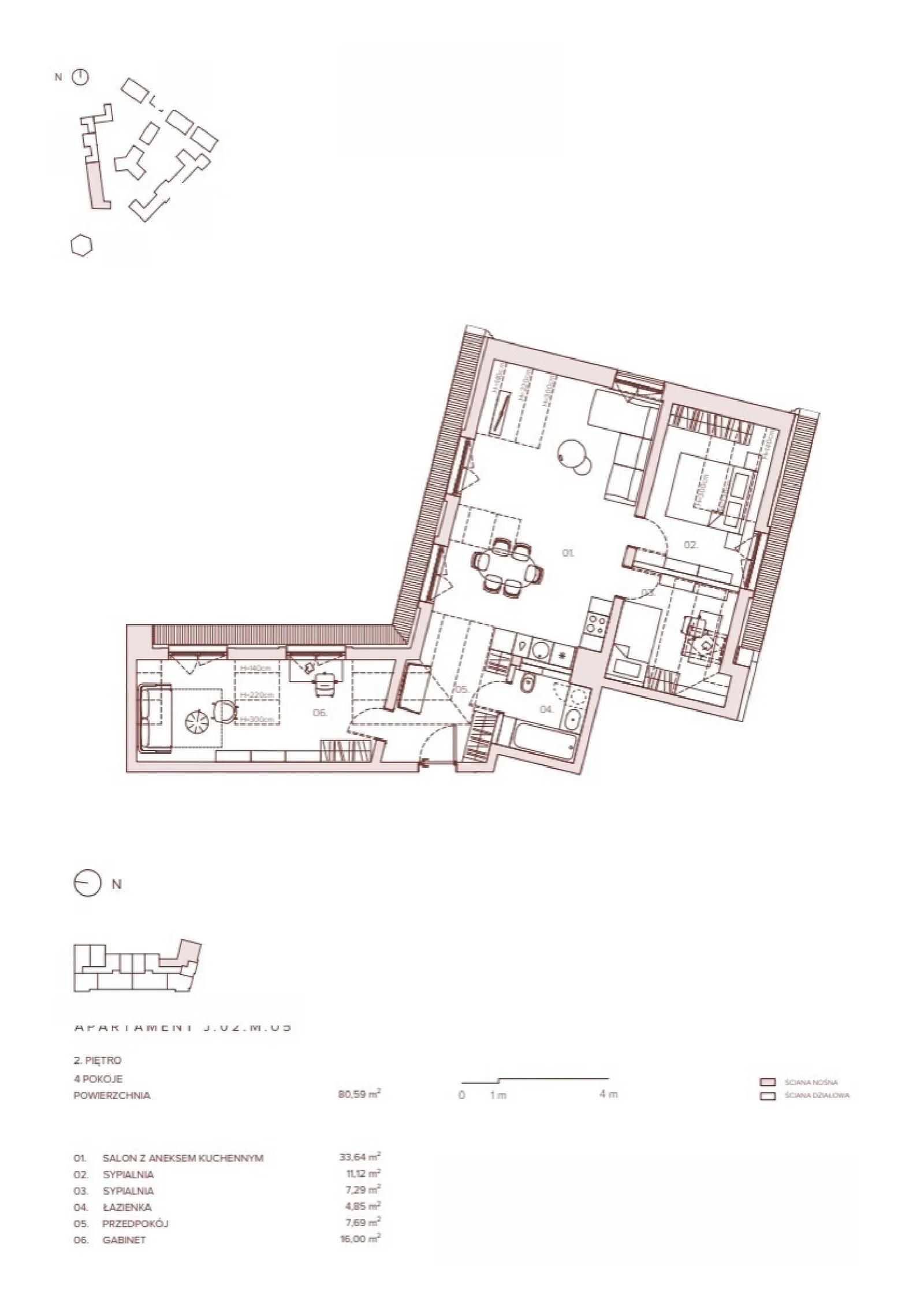 Rzut: Lokal J.02.M.05, 4 pok.