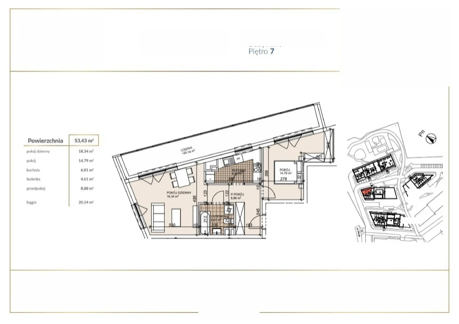 Floor plan: Apartment no. F1-7-61