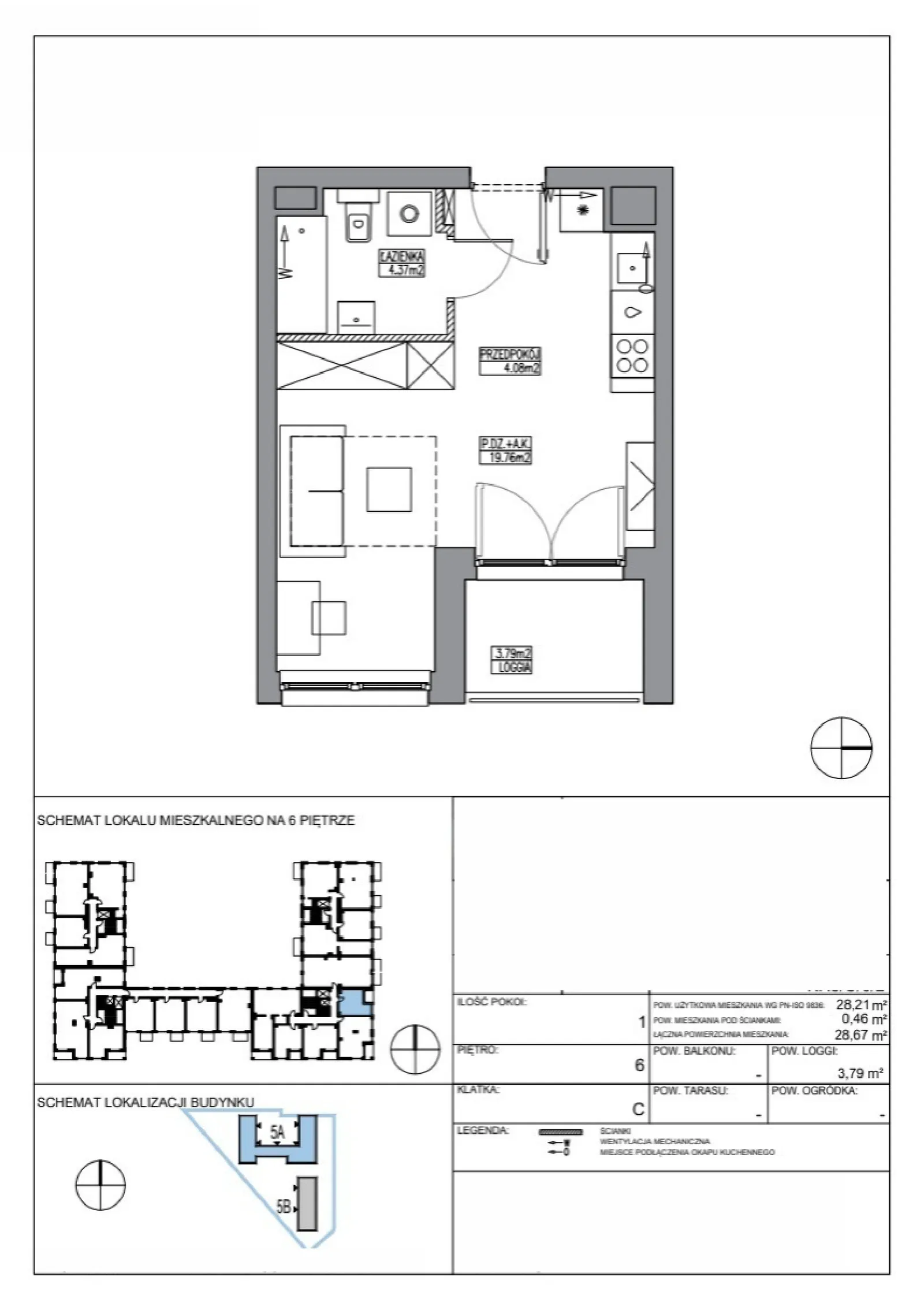 Rzut: Lokal KR5/C/6/2, 1 pok.