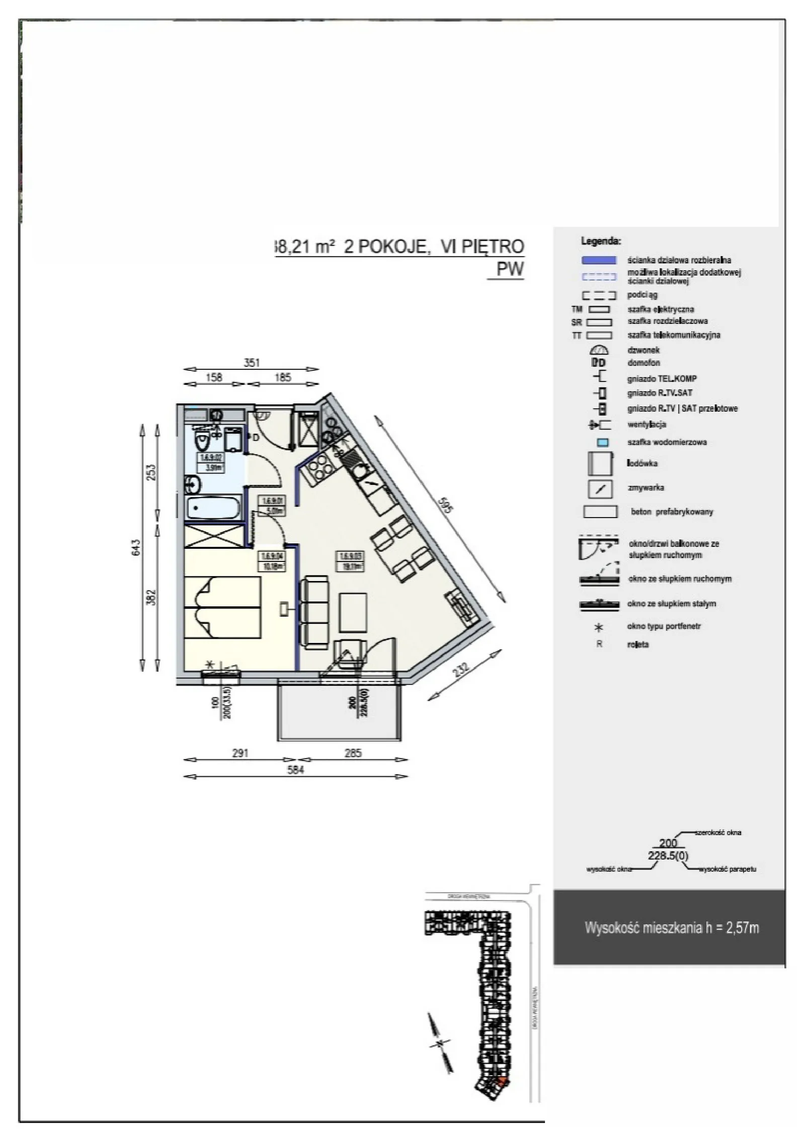 Floor plan: Lokal K1 1/6/9/2a, 2 pok.