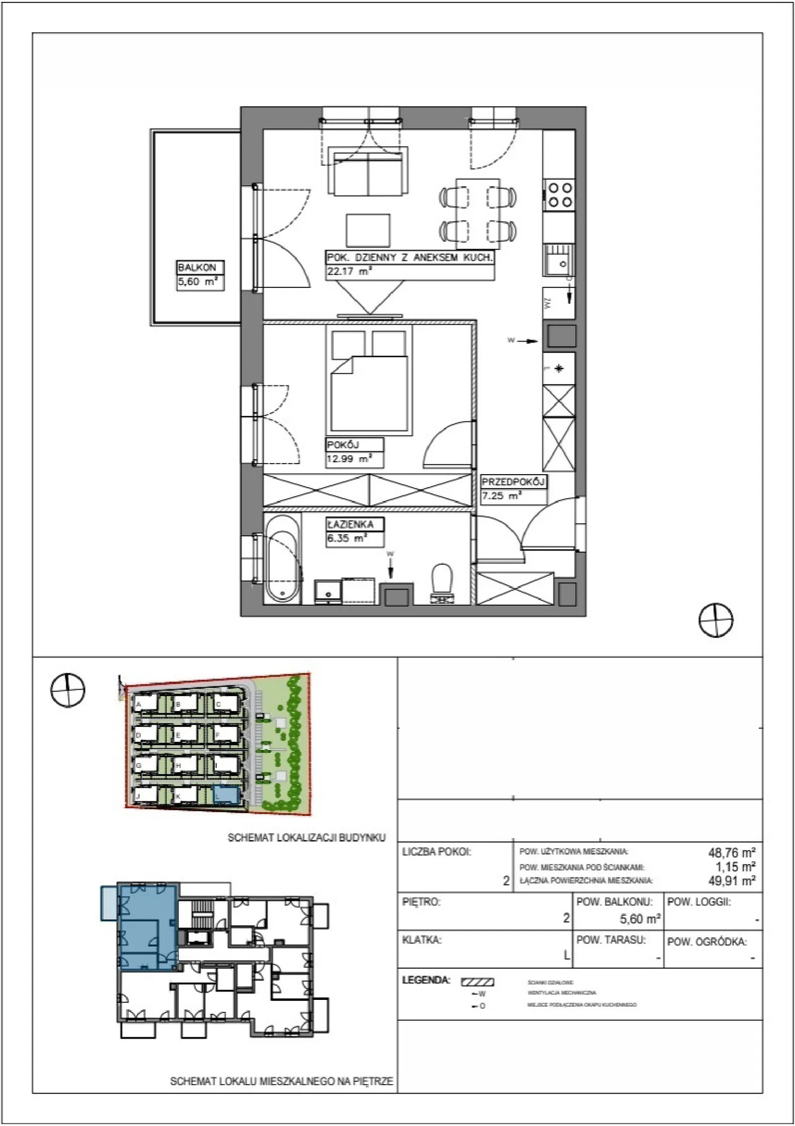 Floor plan: Apartment no. VV/L/2/4