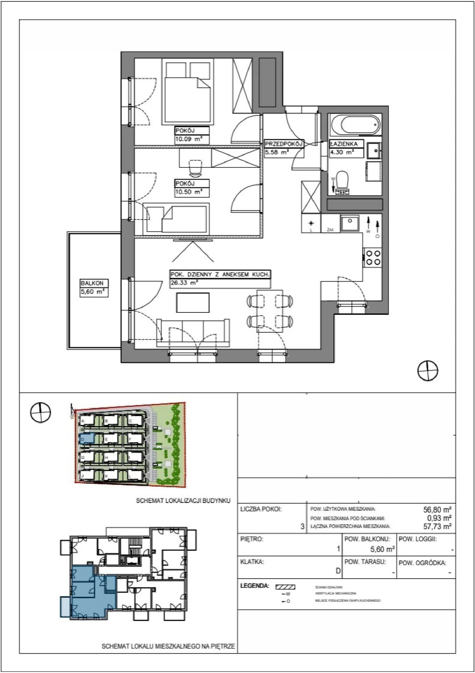 Floor plan: Apartment no. VV/D/1/3