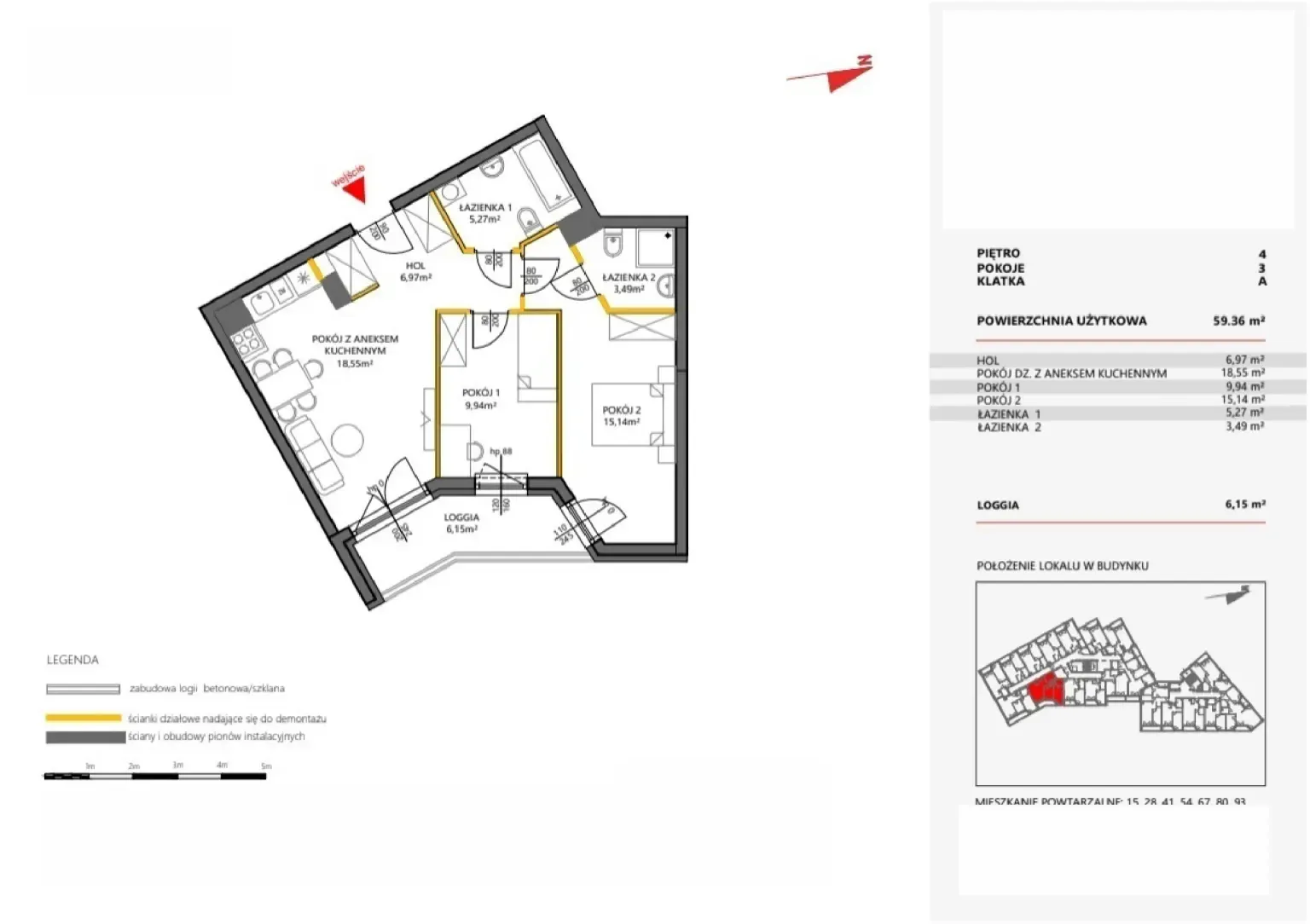 Floor plan: Apartment no. 54