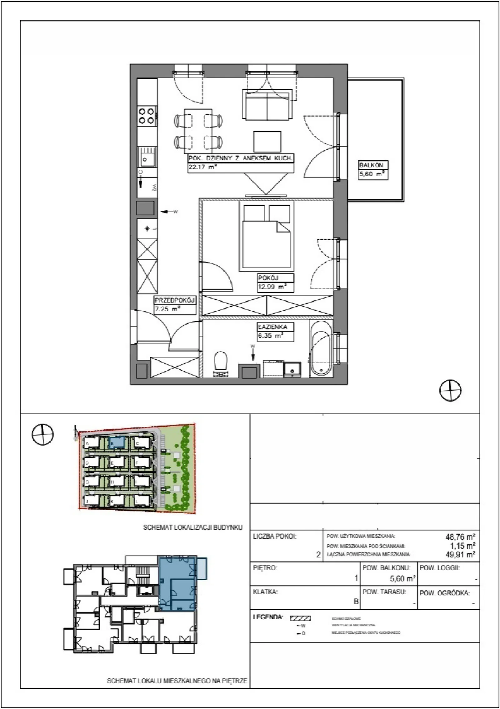 Floor plan: Apartment no. VV/B/1/1