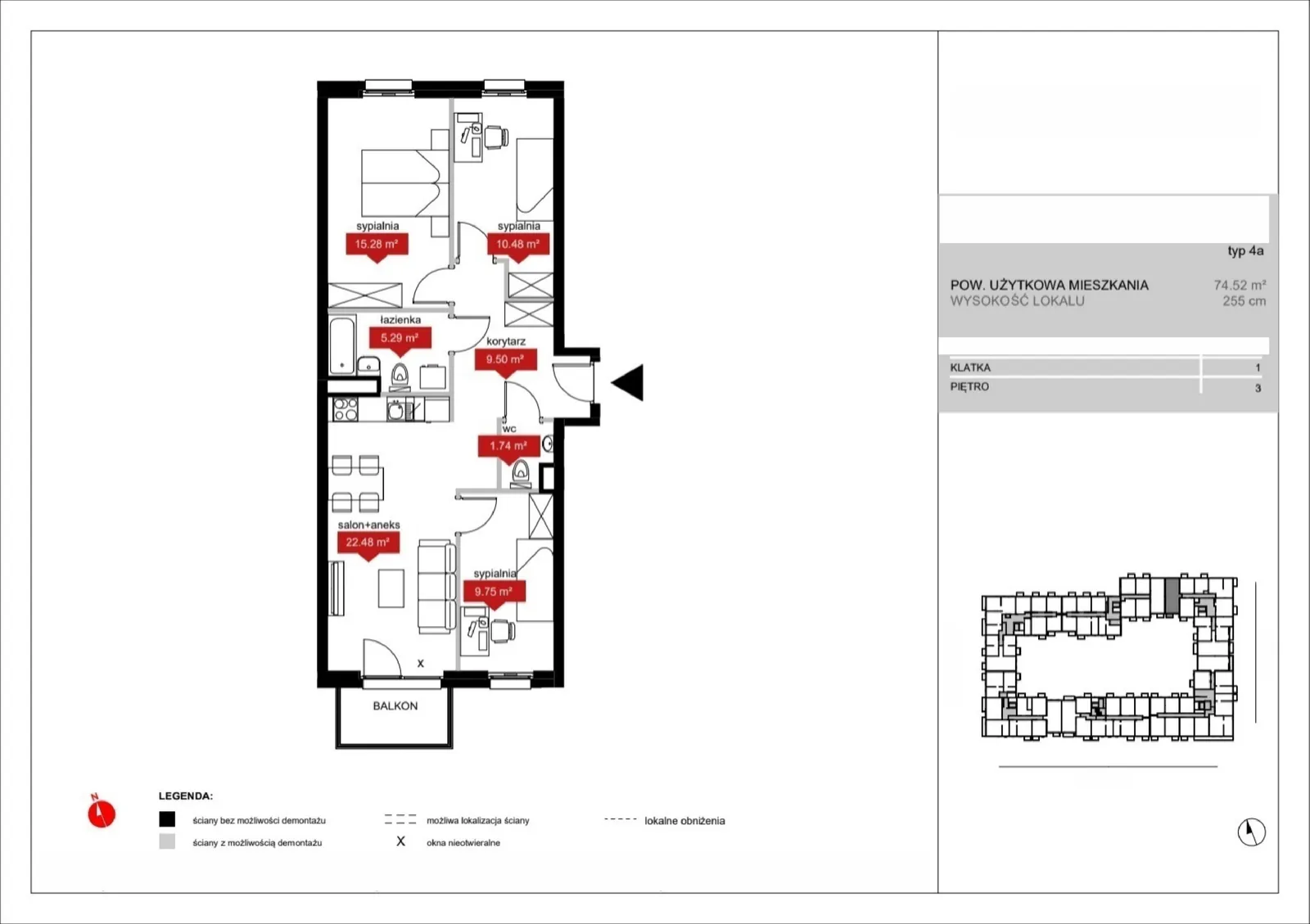 Floor plan: Lokal A1 24, 4 pok.