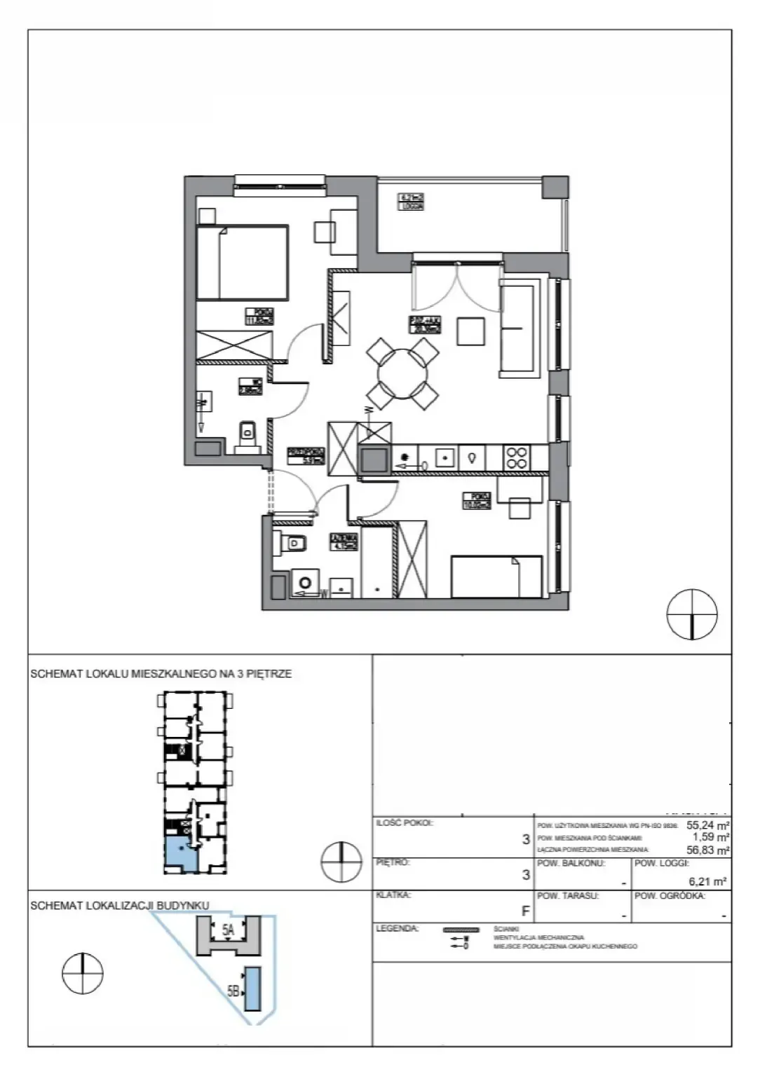 Floor plan: Apartment no. KR5/F/3/4