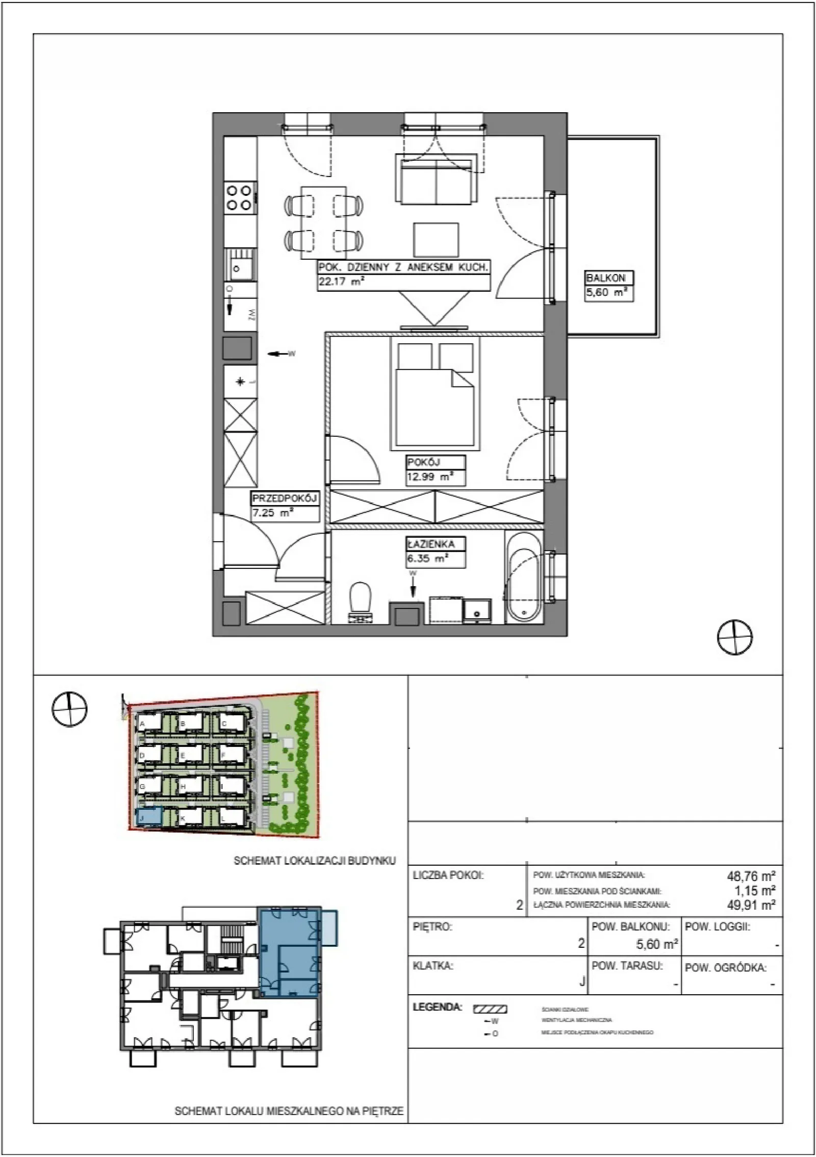 Floor plan: Apartment no. VV/J/2/1