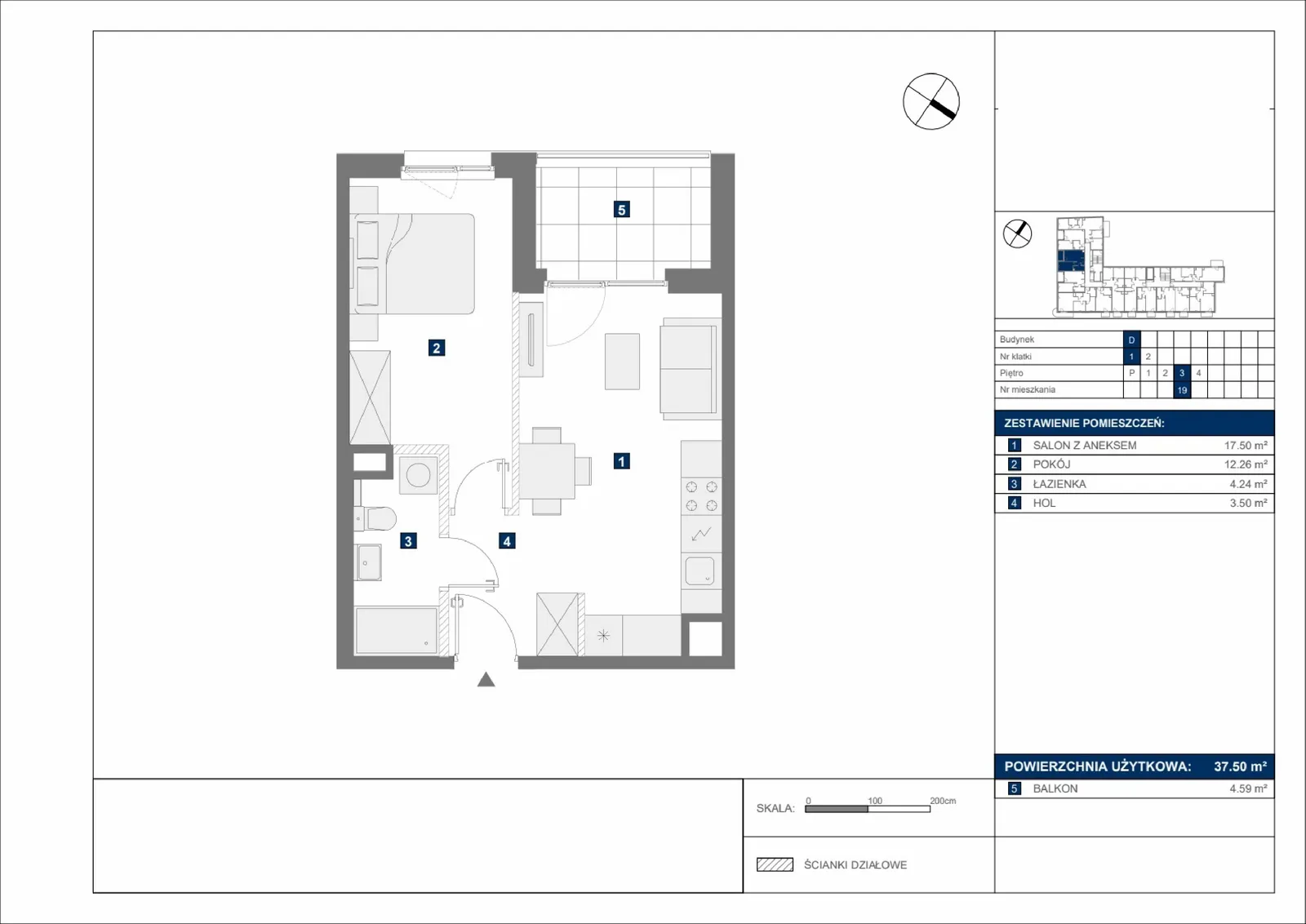 Floor plan: Apartment no. D19