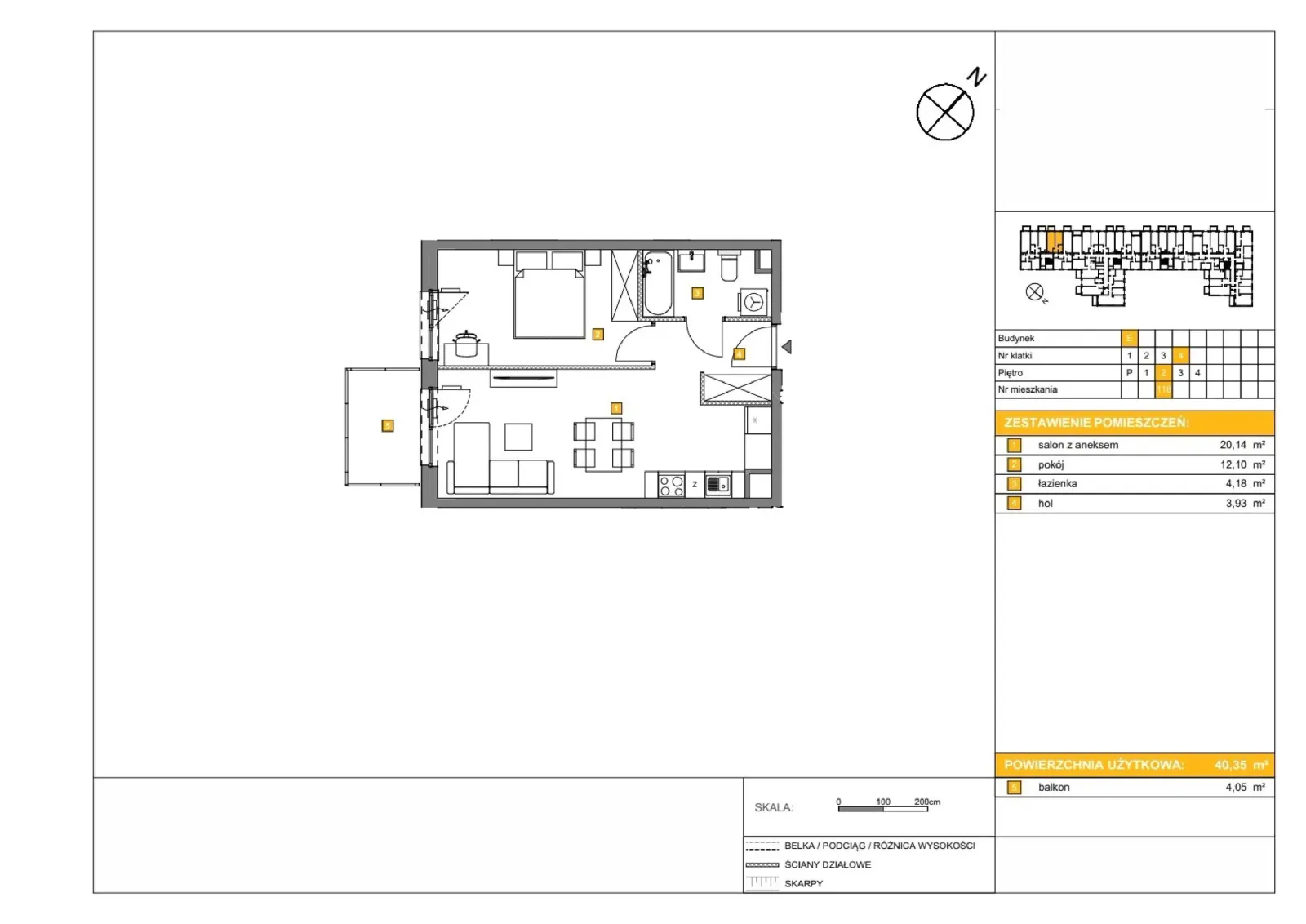 Floor plan: Apartment no. E118