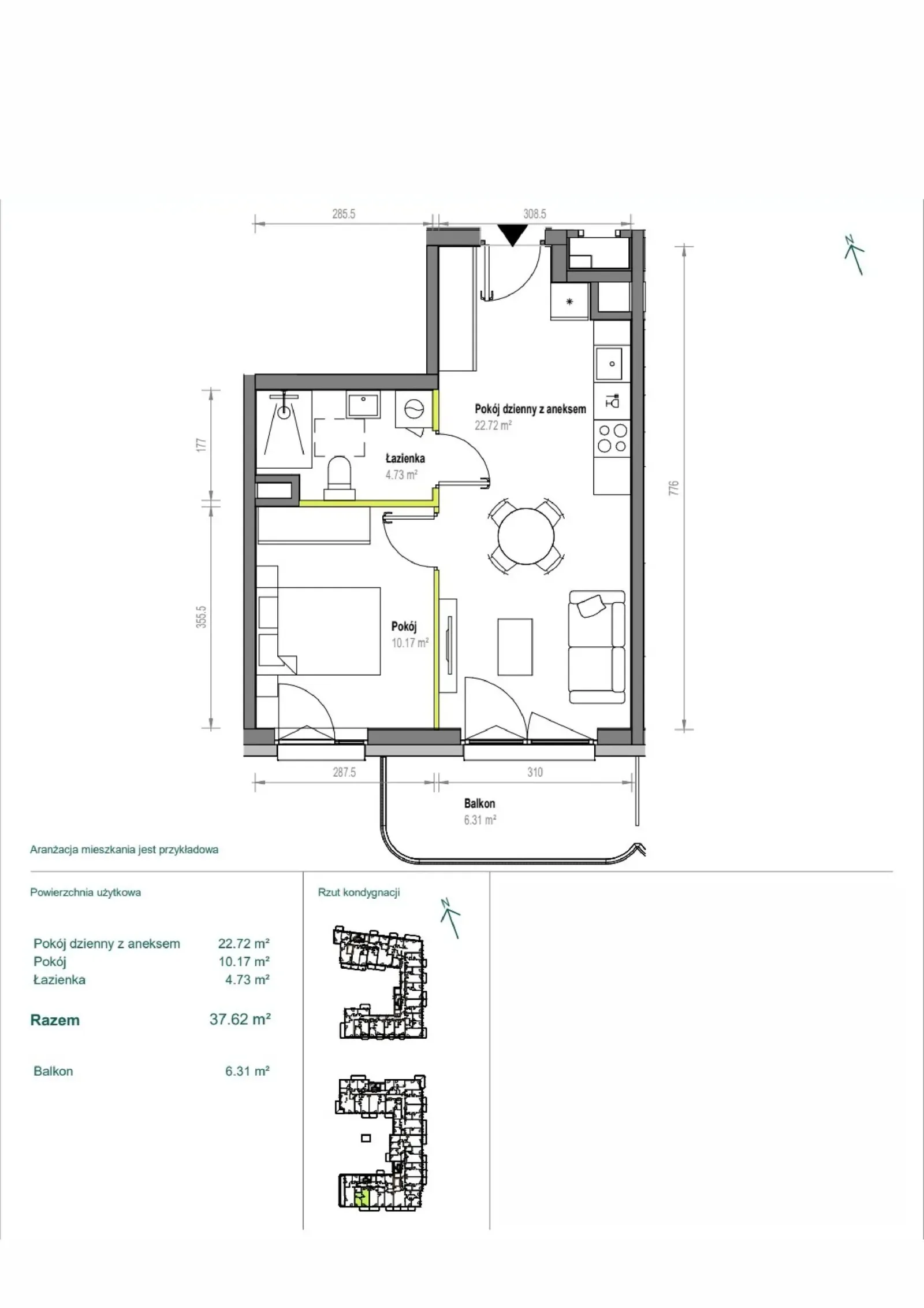 Floor plan: Apartment no. B/3/168