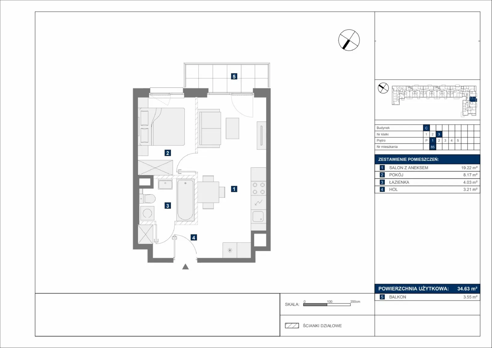 Floor plan: Apartment no. C85