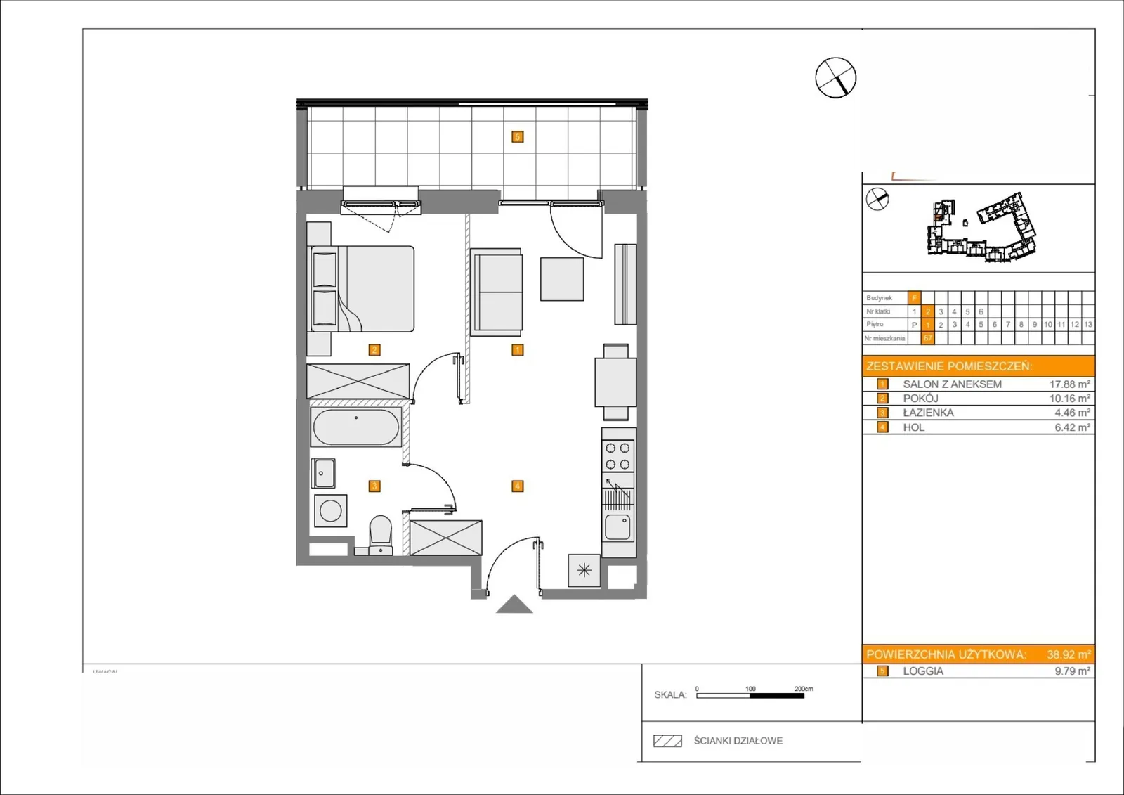 Floor plan: Lokal F 67, 2 pok.