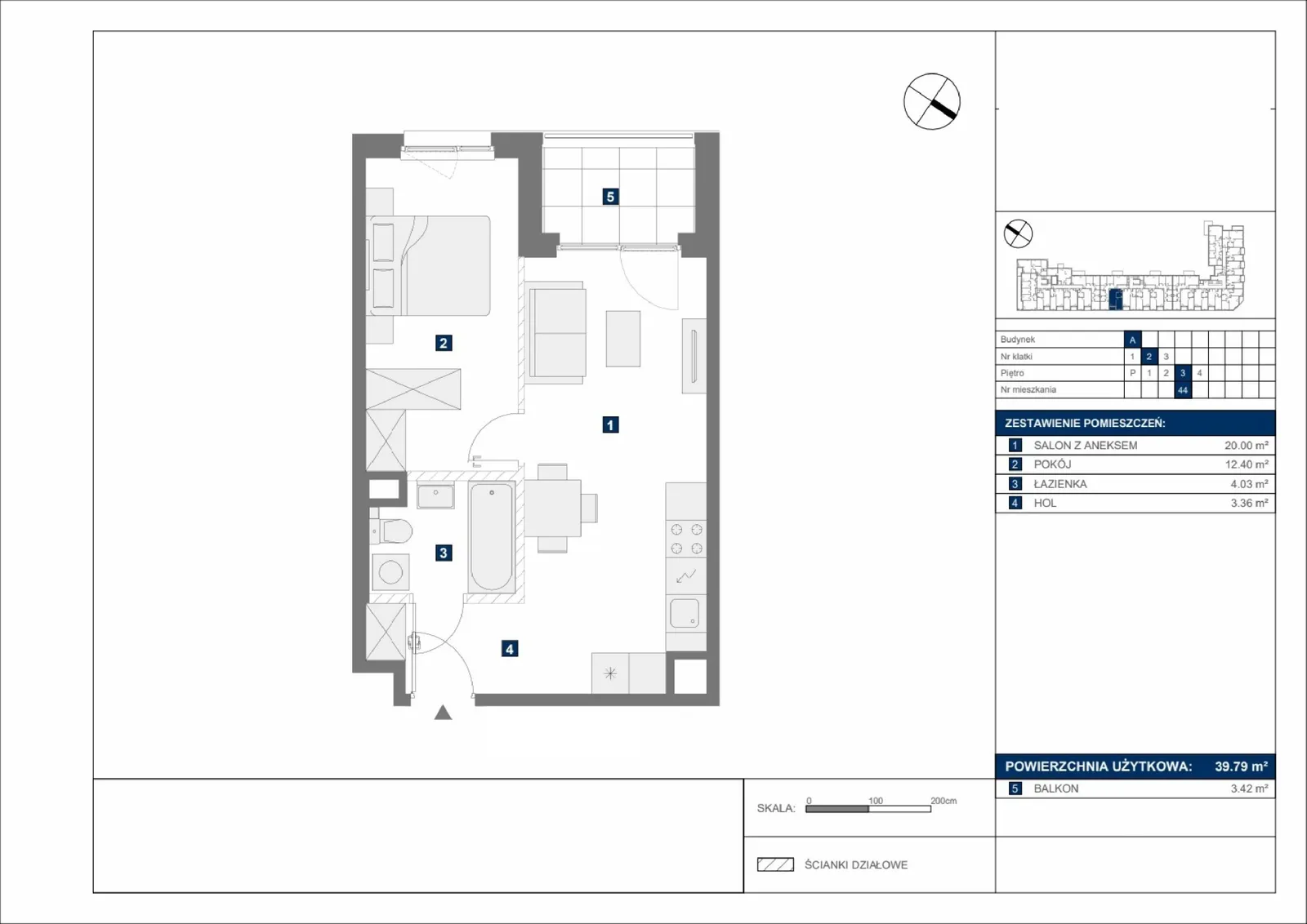 Floor plan: Apartment no. A44