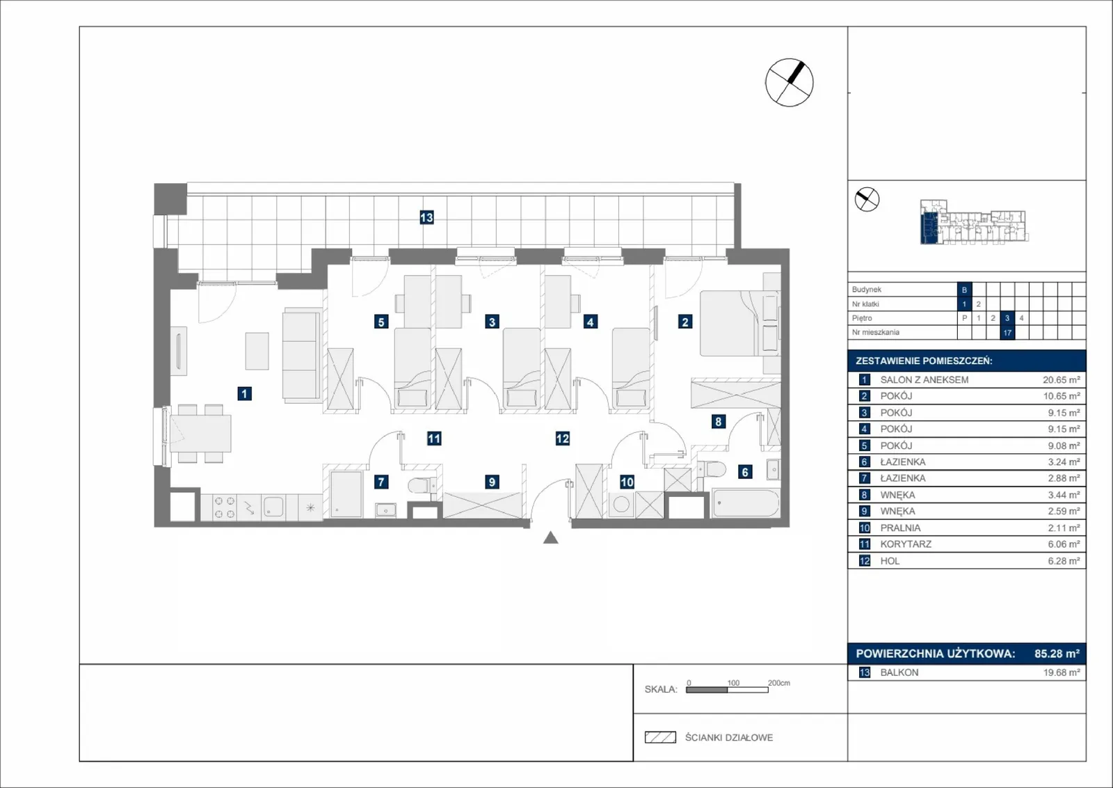 Floor plan: Apartment no. B17