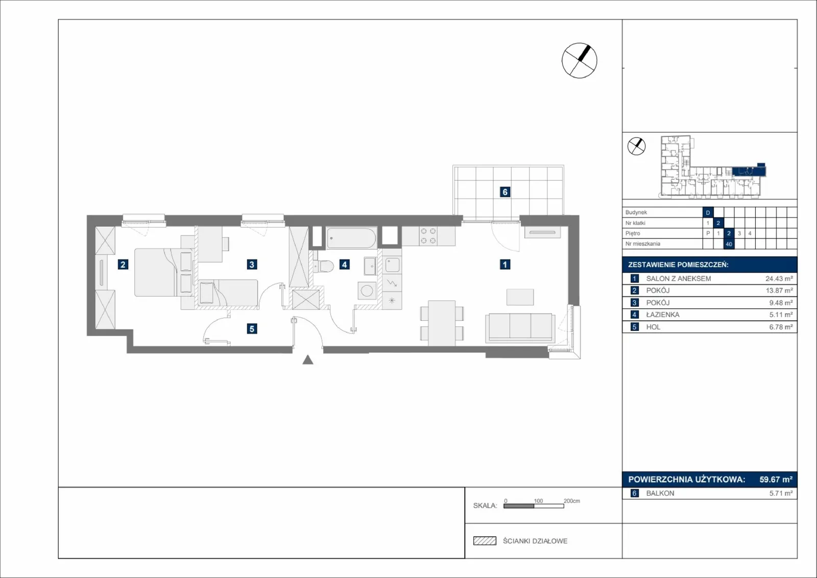 Floor plan: Apartment no. D40